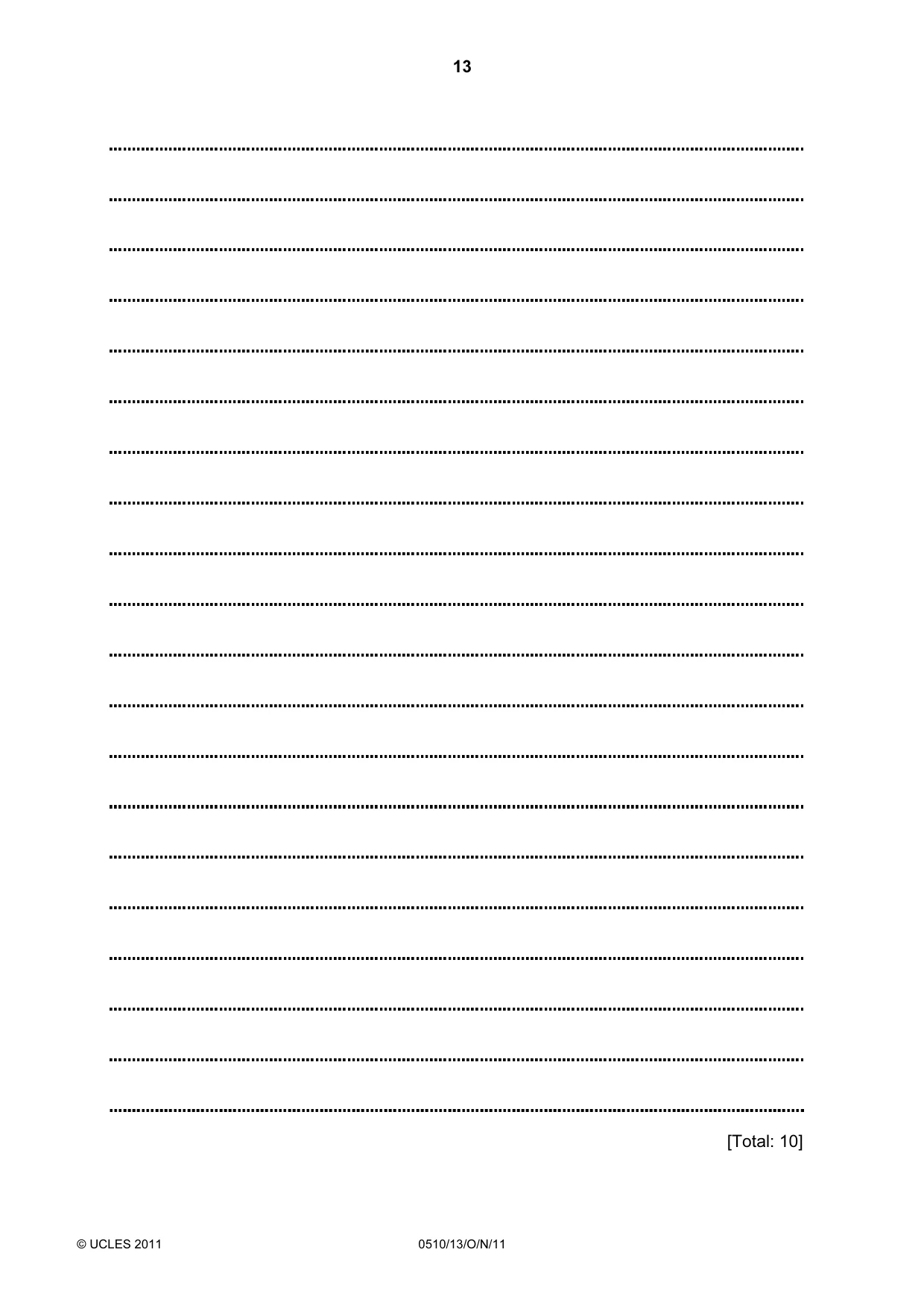 Cambridge IGCSE English - Second Language (oral endorsement) 0510 2011 Oct/Nov Paper 1 · Variant 3 question paper, page 13 of 16
