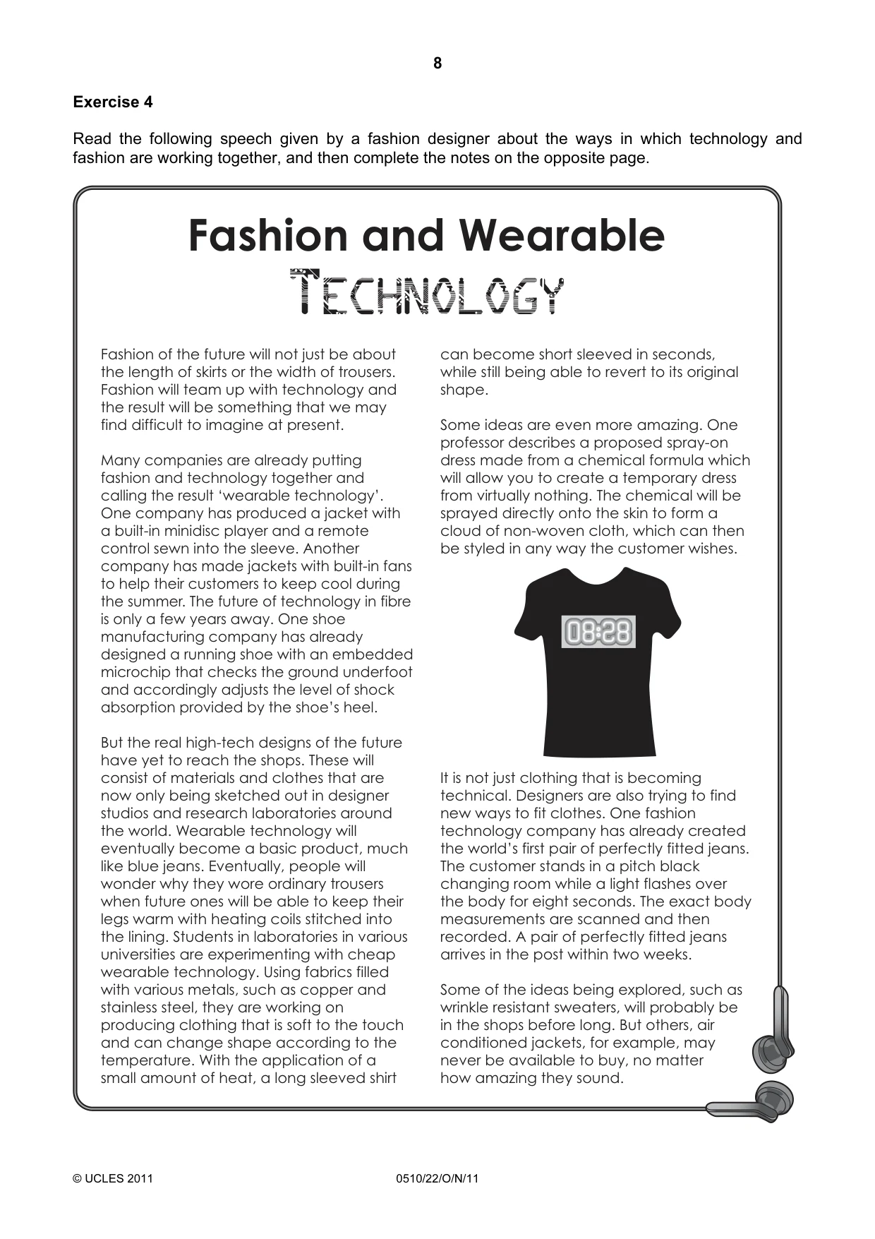 Cambridge IGCSE English - Second Language (oral endorsement) 0510 2011 Oct/Nov Paper 2 · Variant 2 question paper, page 8 of 16