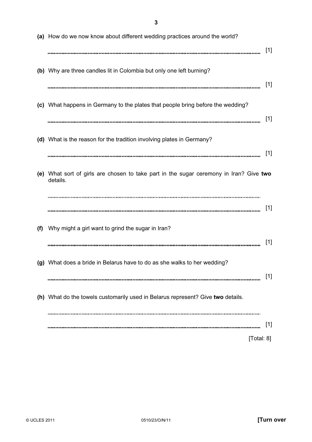 Cambridge IGCSE English - Second Language (oral endorsement) 0510 2011 Oct/Nov Paper 2 · Variant 3 question paper, page 3 of 16