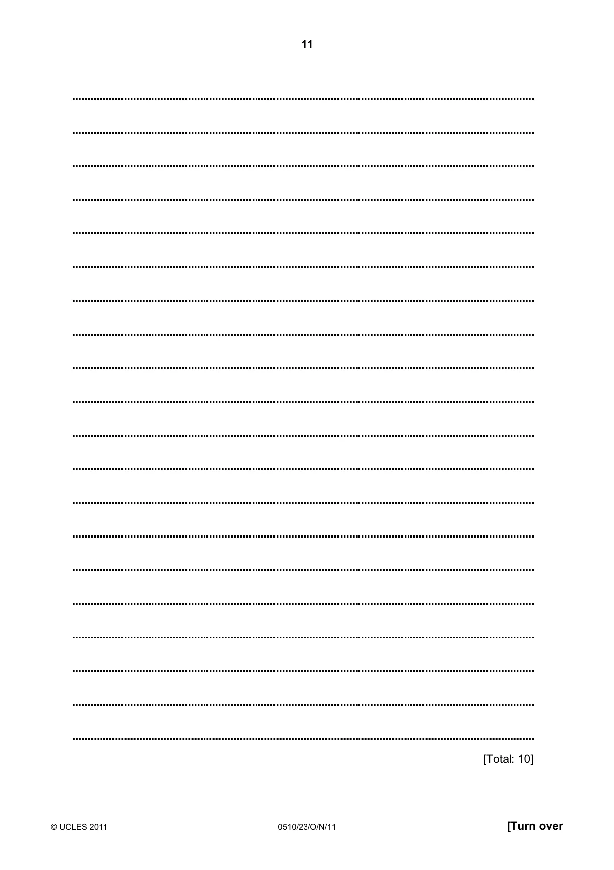 Cambridge IGCSE English - Second Language (oral endorsement) 0510 2011 Oct/Nov Paper 2 · Variant 3 question paper, page 11 of 16