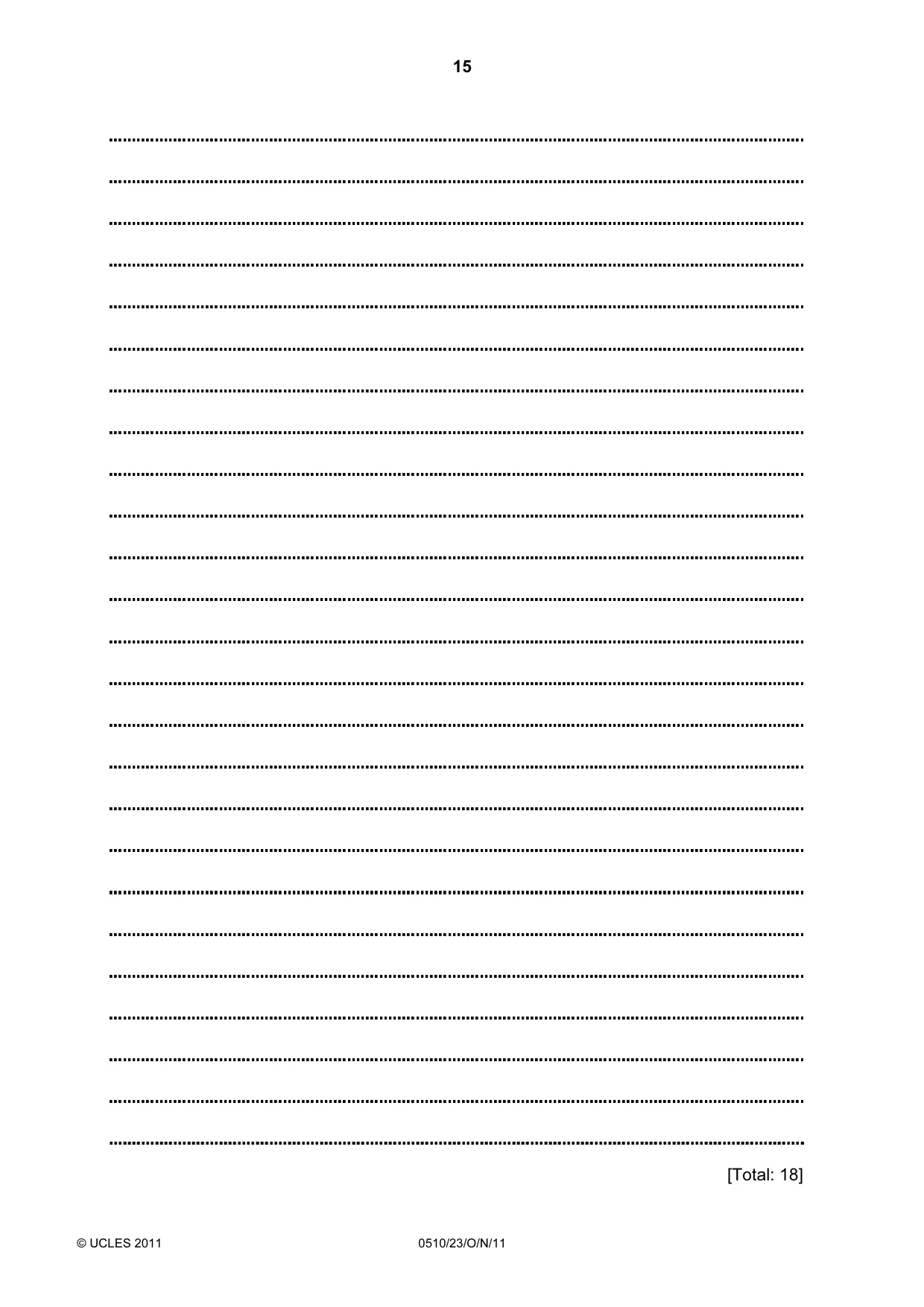 Cambridge IGCSE English - Second Language (oral endorsement) 0510 2011 Oct/Nov Paper 2 · Variant 3 question paper, page 15 of 16