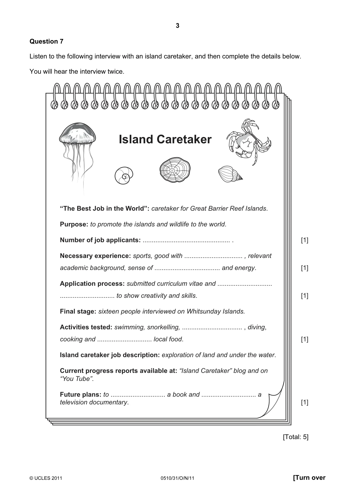Cambridge IGCSE English - Second Language (oral endorsement) 0510 2011 Oct/Nov Paper 3 · Variant 1 question paper, page 3 of 8