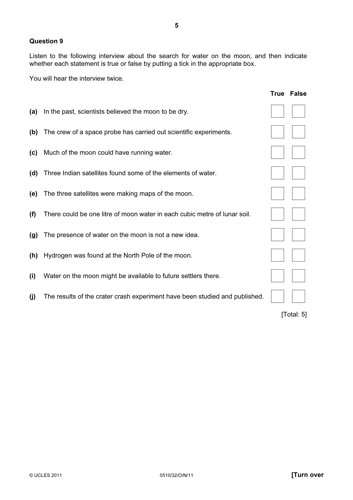 Cambridge IGCSE English - Second Language (oral endorsement) 0510 2011 Oct/Nov Paper 3 · Variant 2 question paper, page 5 of 8