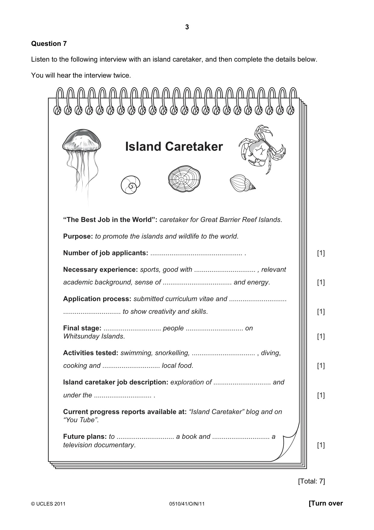 Cambridge IGCSE English - Second Language (oral endorsement) 0510 2011 Oct/Nov Paper 4 · Variant 1 question paper, page 3 of 8