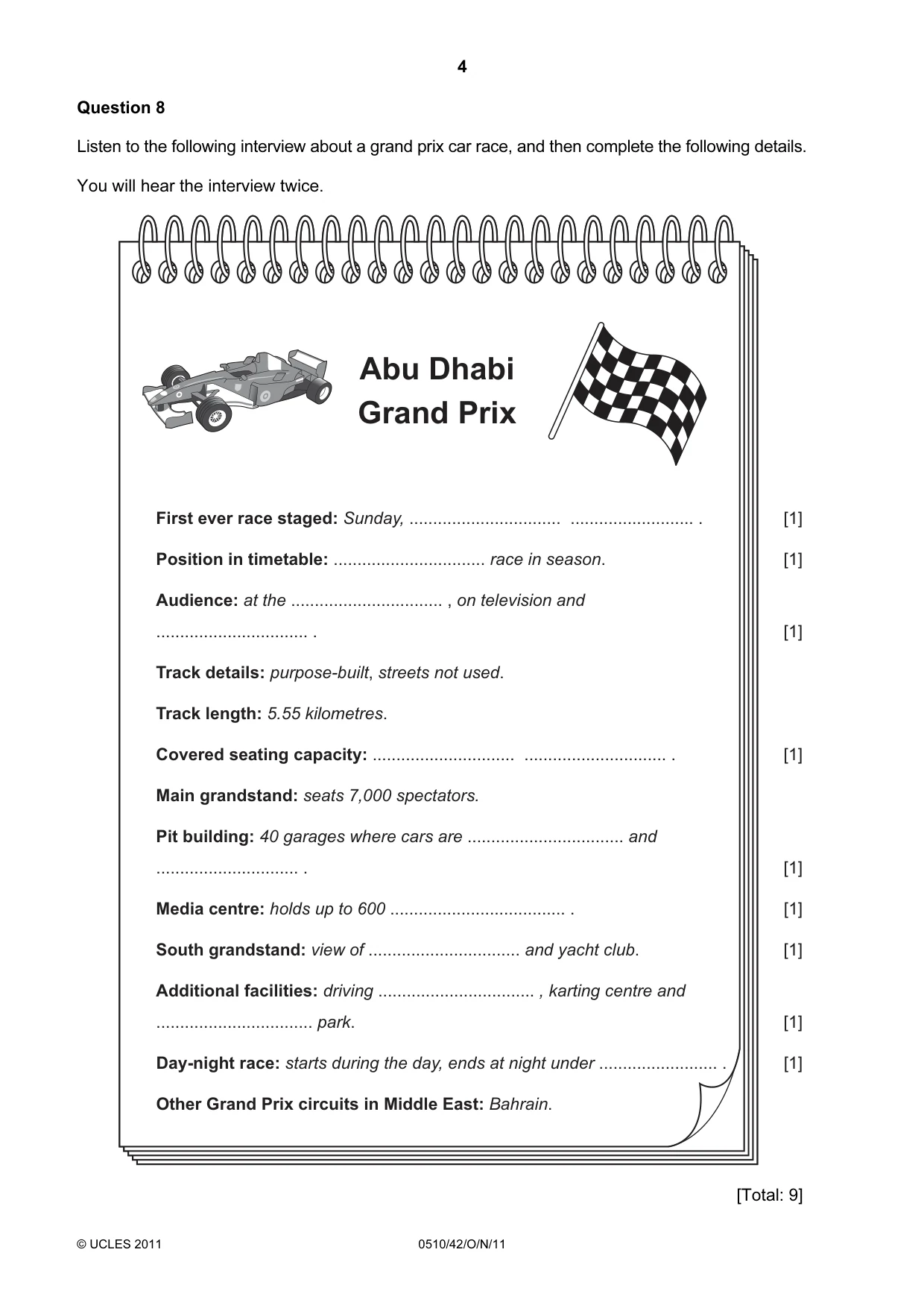 Cambridge IGCSE English - Second Language (oral endorsement) 0510 2011 Oct/Nov Paper 4 · Variant 2 question paper, page 4 of 8