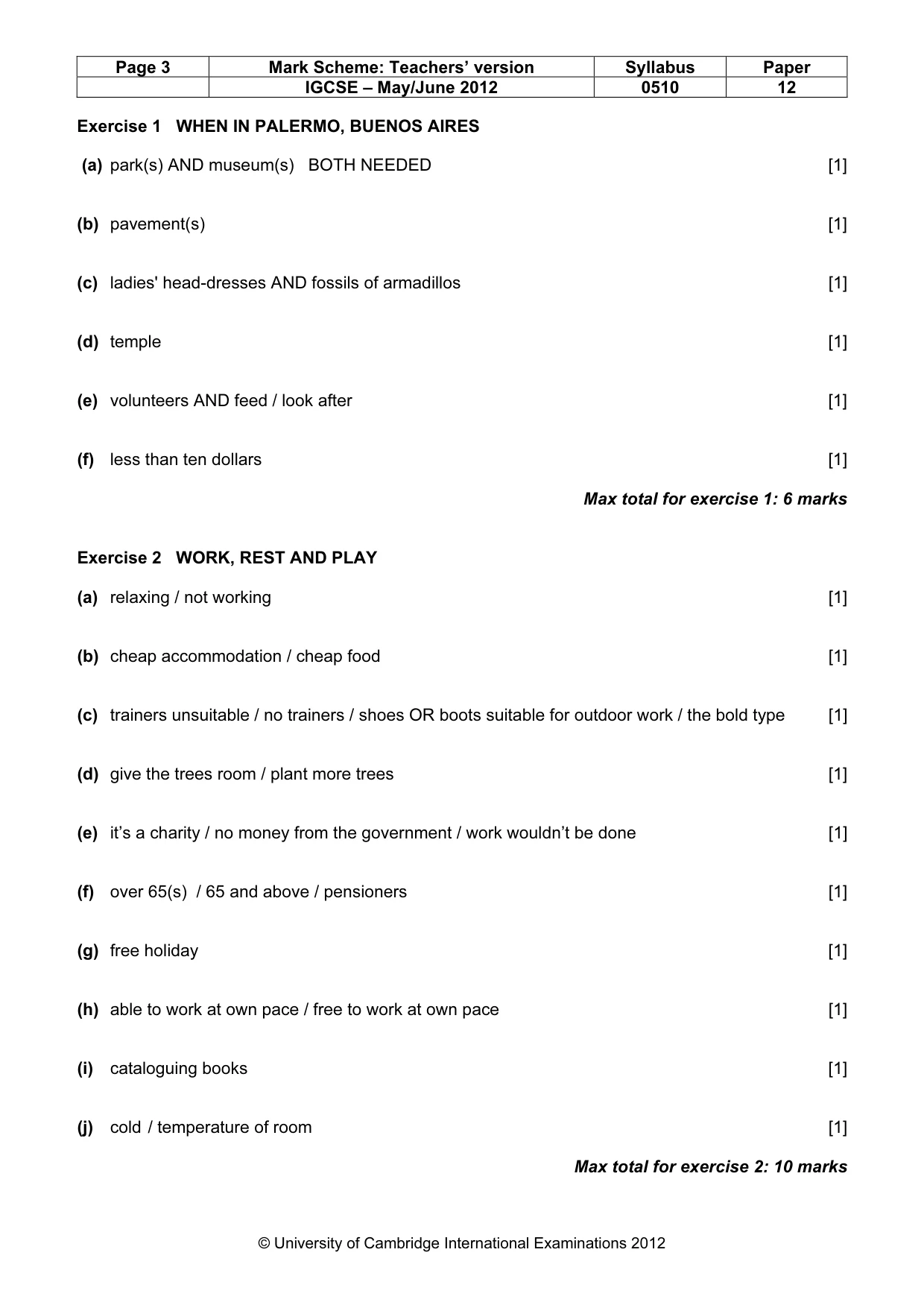 Mark scheme, page 3 of 9