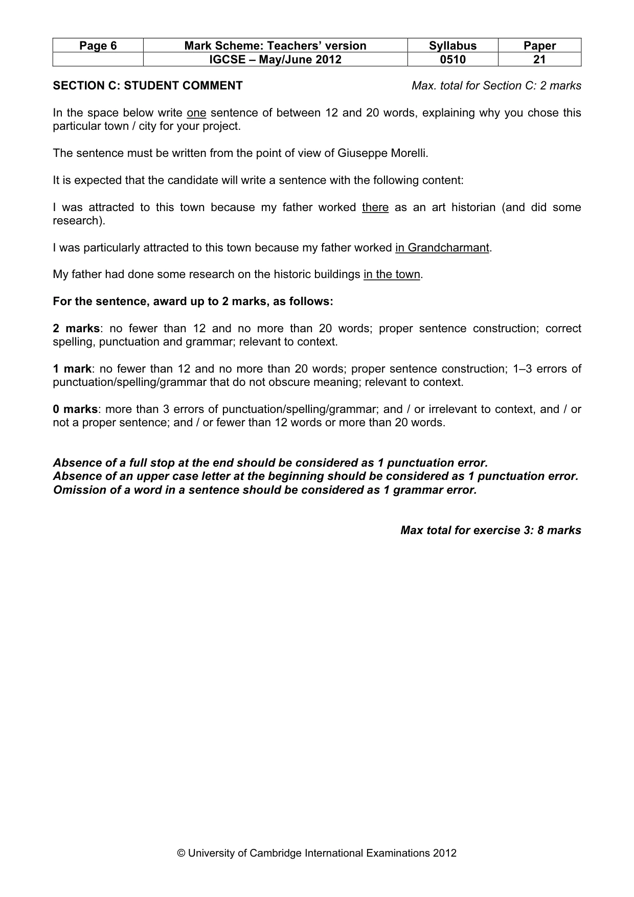Mark scheme, page 6 of 11
