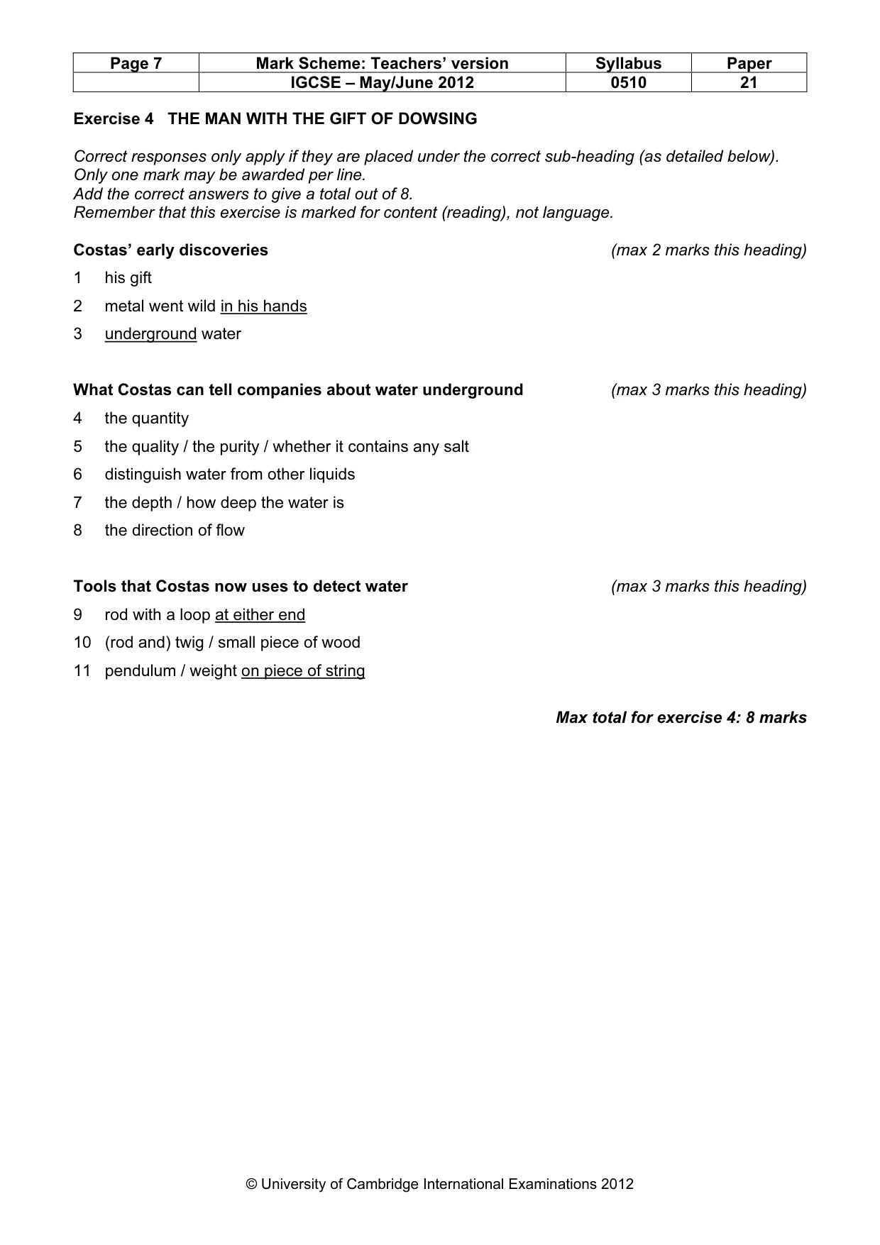 Mark scheme, page 7 of 11