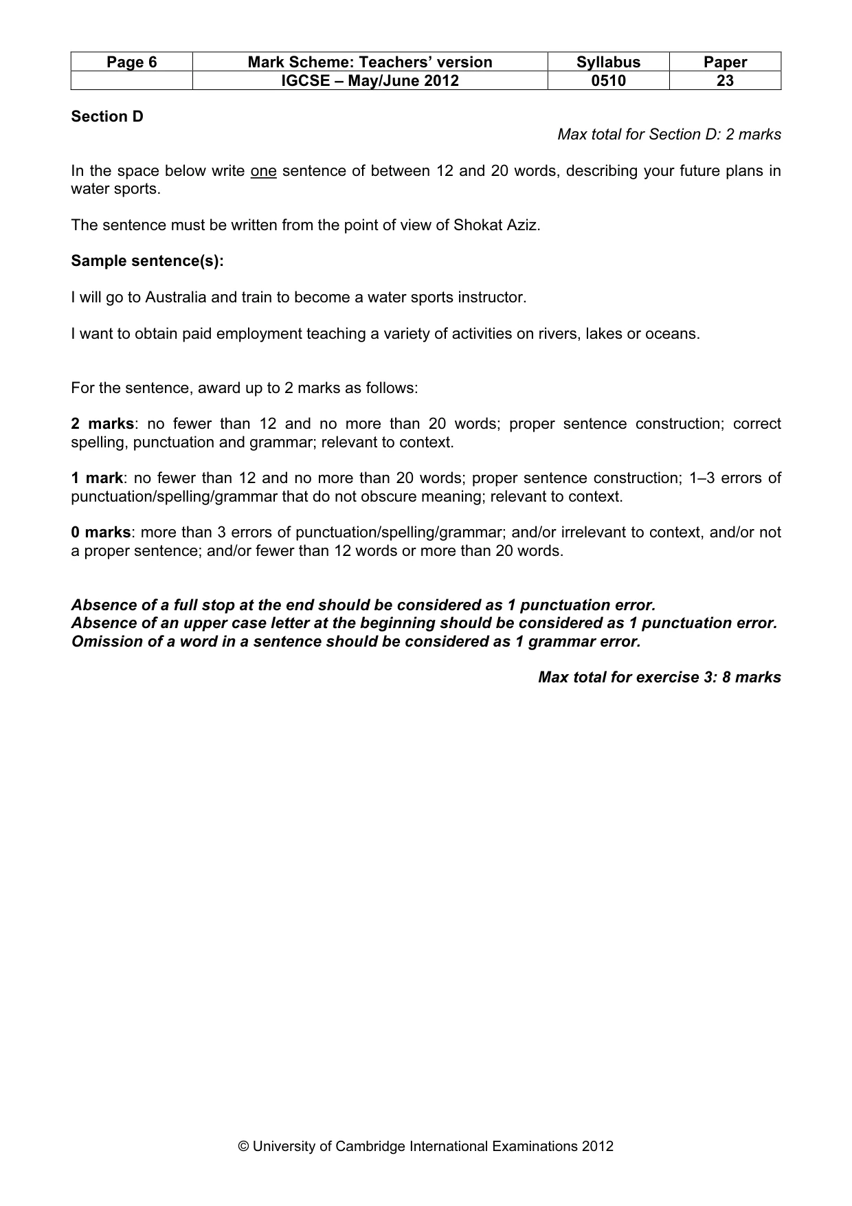 Mark scheme, page 6 of 11