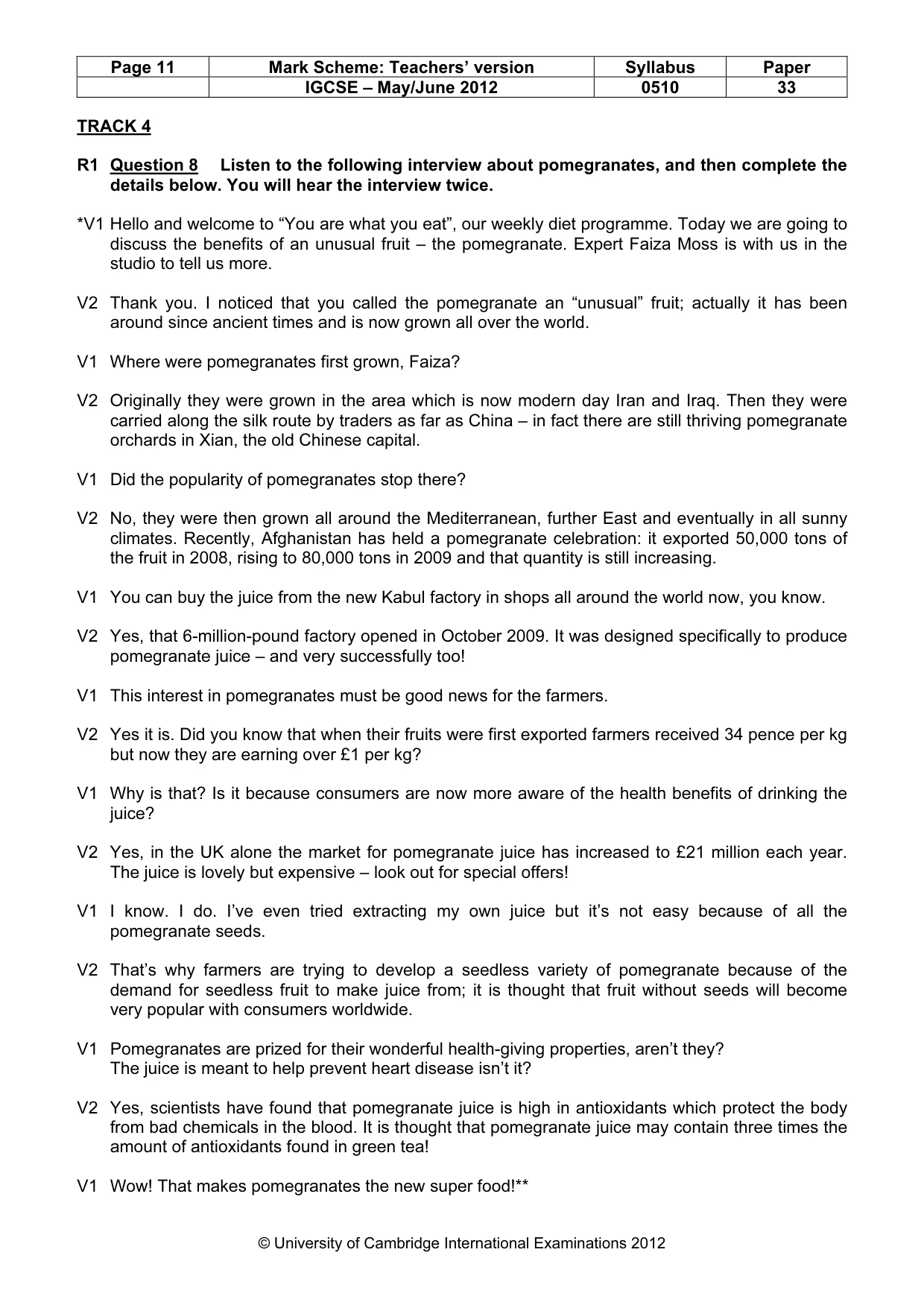Mark scheme, page 11 of 14
