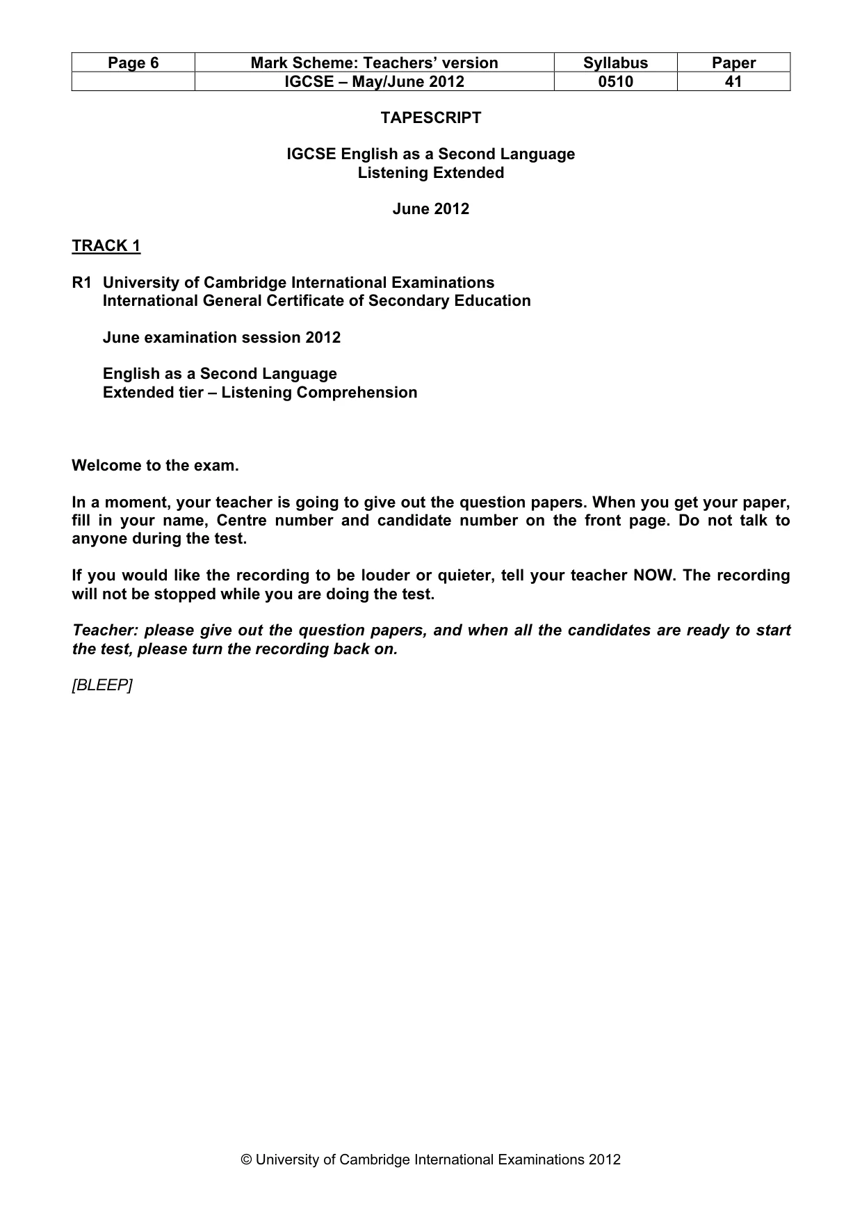Mark scheme, page 6 of 14