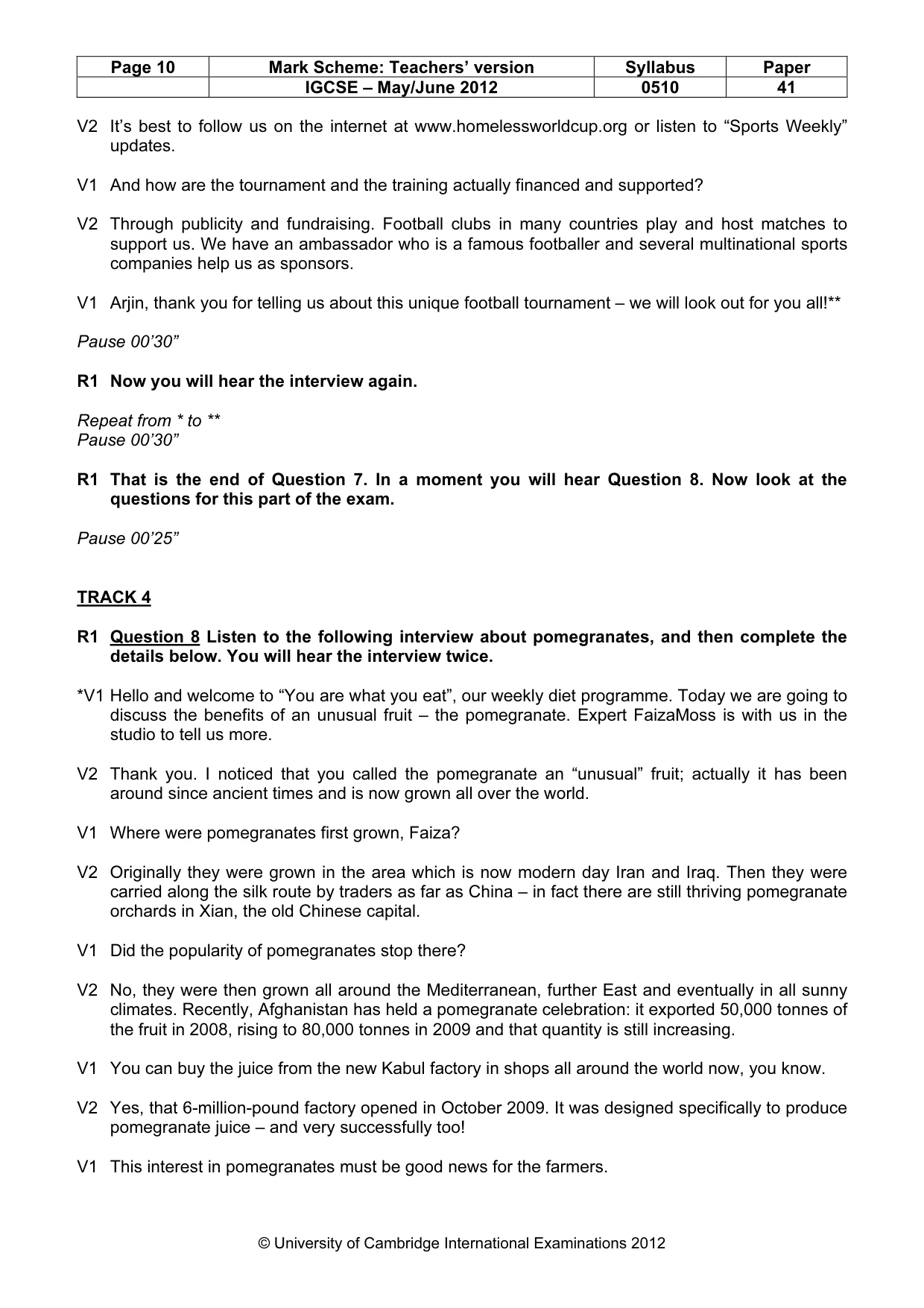 Mark scheme, page 10 of 14