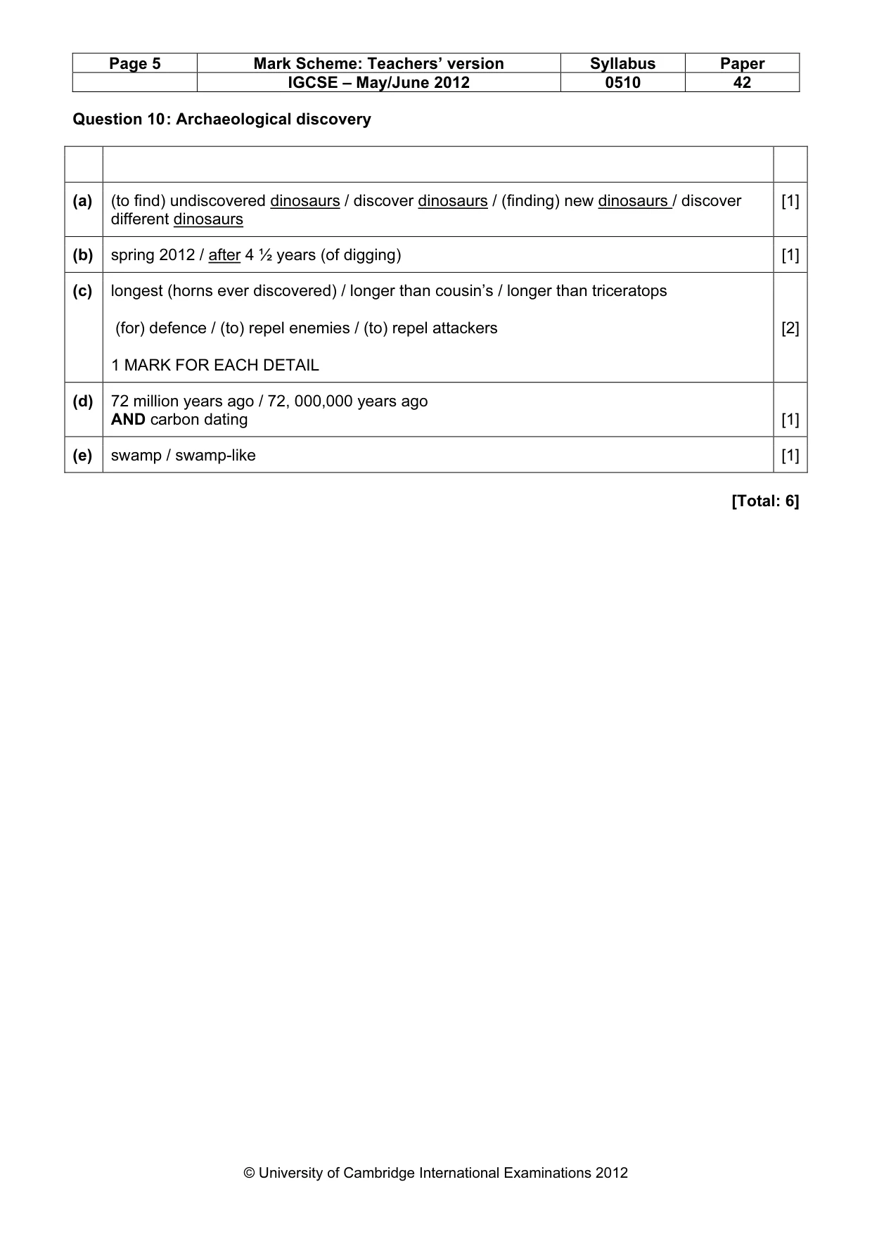 Mark scheme, page 5 of 14