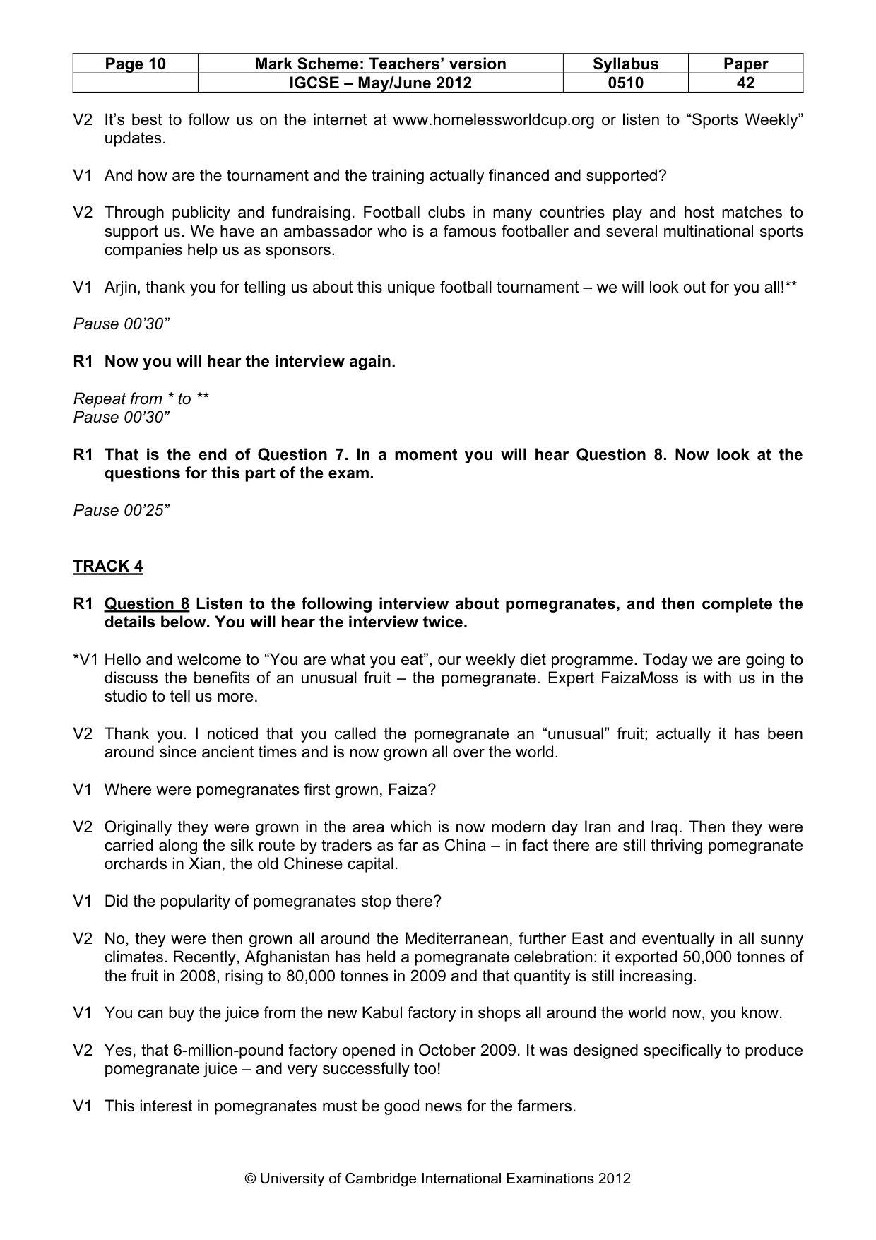 Mark scheme, page 10 of 14