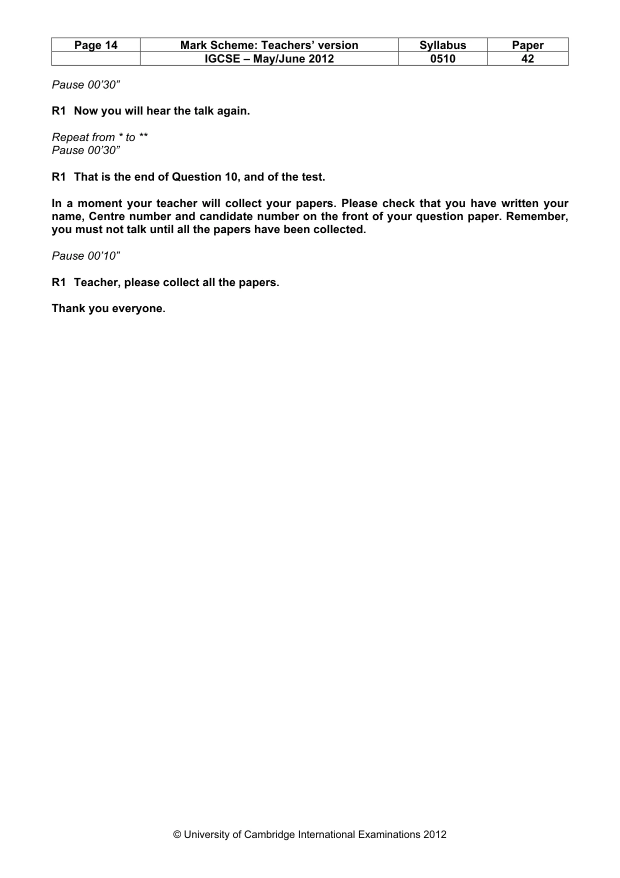 Mark scheme, page 14 of 14