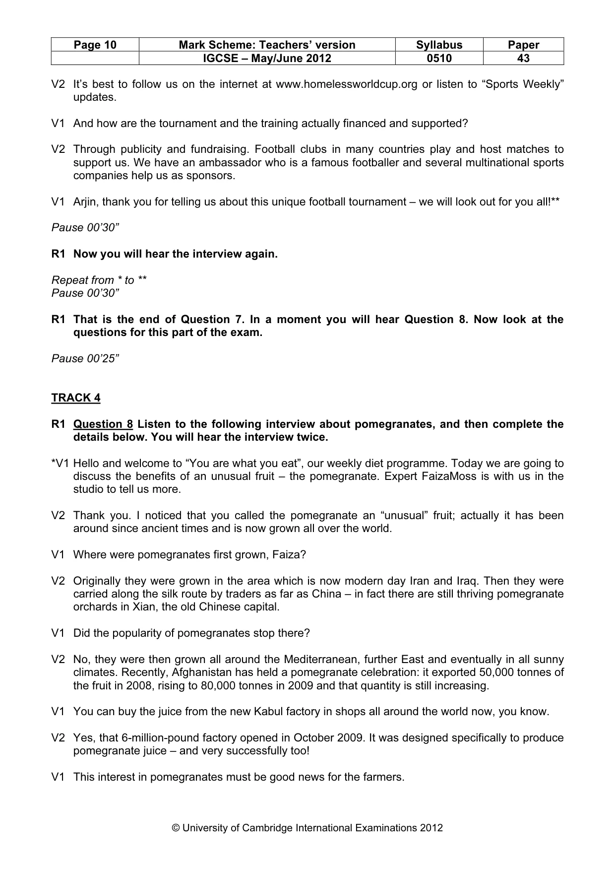 Mark scheme, page 10 of 14