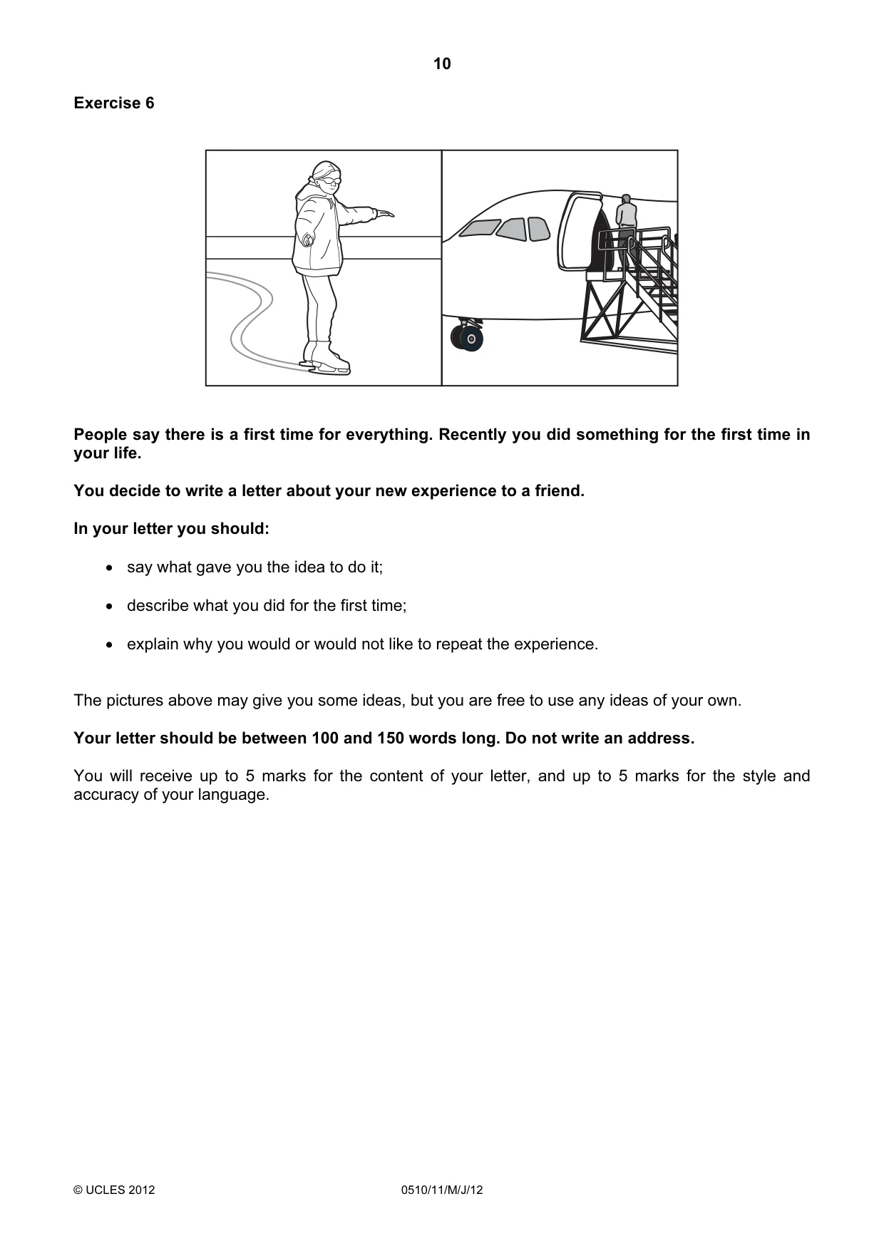 Cambridge IGCSE English - Second Language (oral endorsement) 0510 2012 May/June Paper 1 · Variant 1 question paper, page 10 of 16