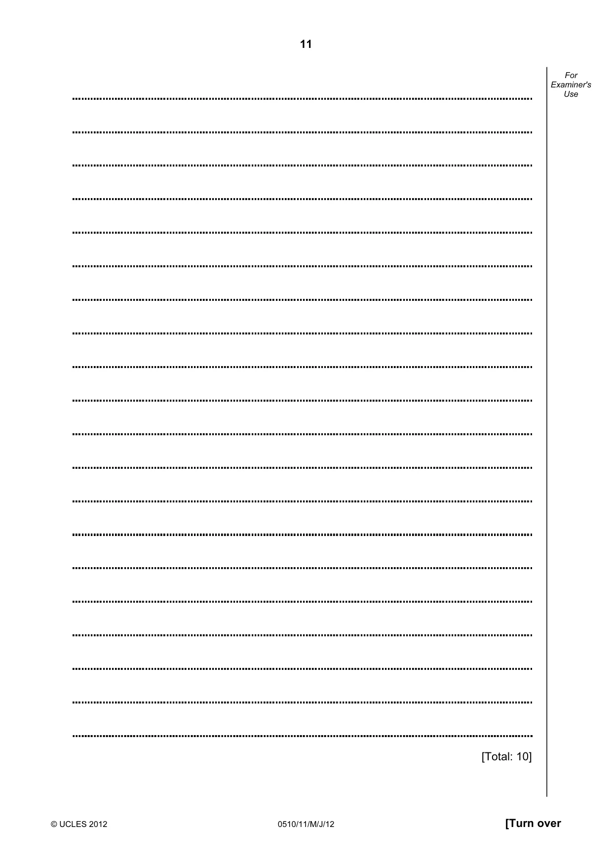 Cambridge IGCSE English - Second Language (oral endorsement) 0510 2012 May/June Paper 1 · Variant 1 question paper, page 11 of 16