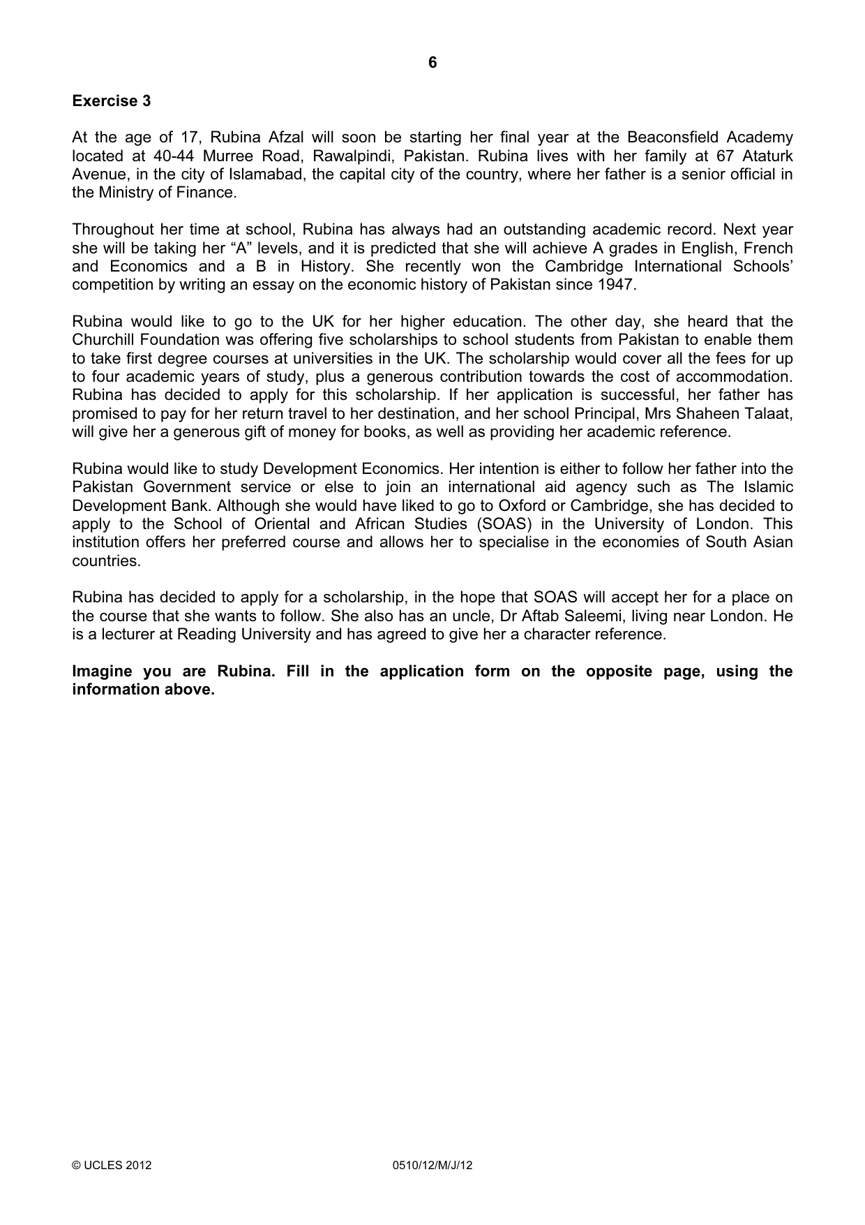 Cambridge IGCSE English - Second Language (oral endorsement) 0510 2012 May/June Paper 1 · Variant 2 question paper, page 6 of 16