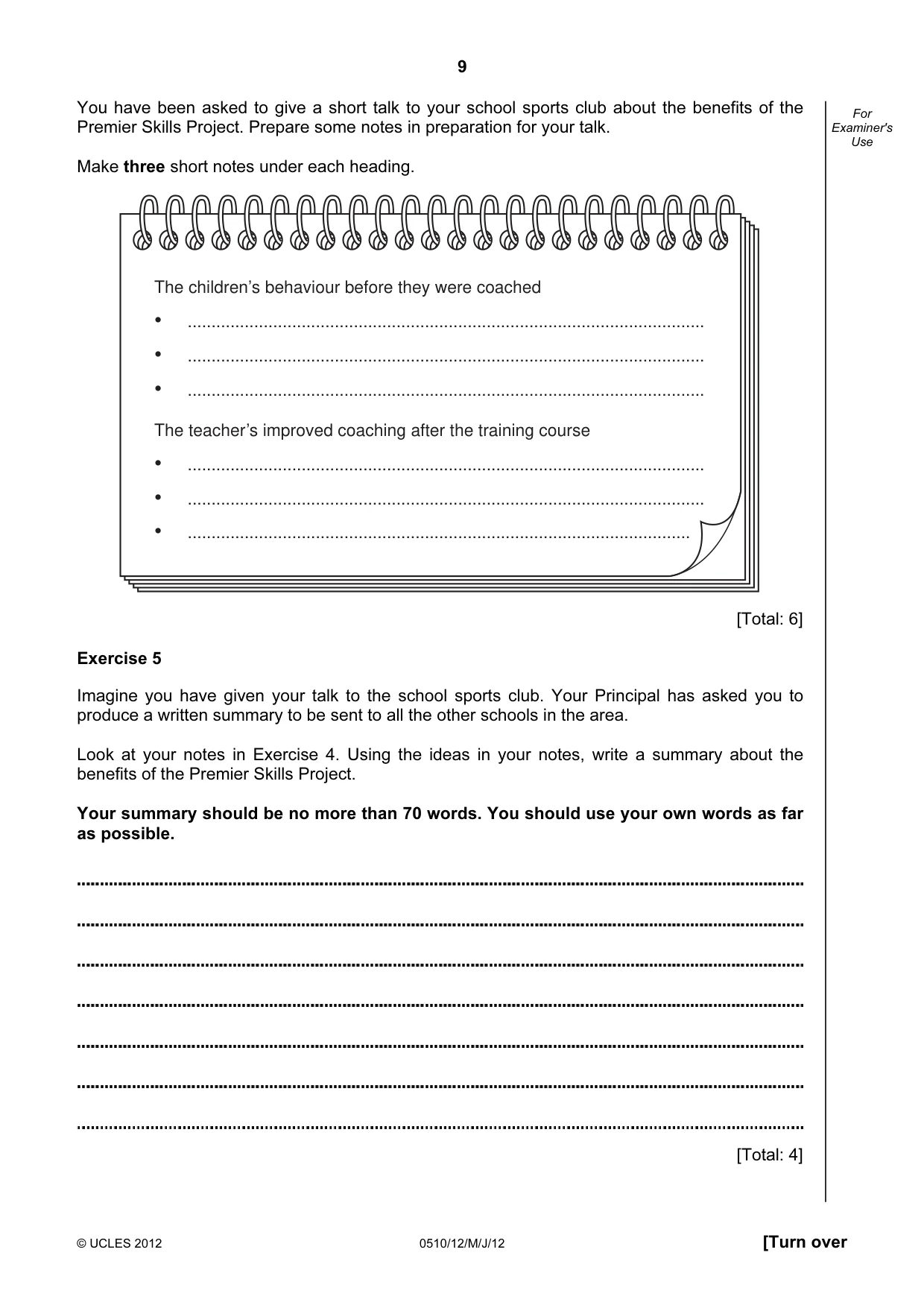 Cambridge IGCSE English - Second Language (oral endorsement) 0510 2012 May/June Paper 1 · Variant 2 question paper, page 9 of 16