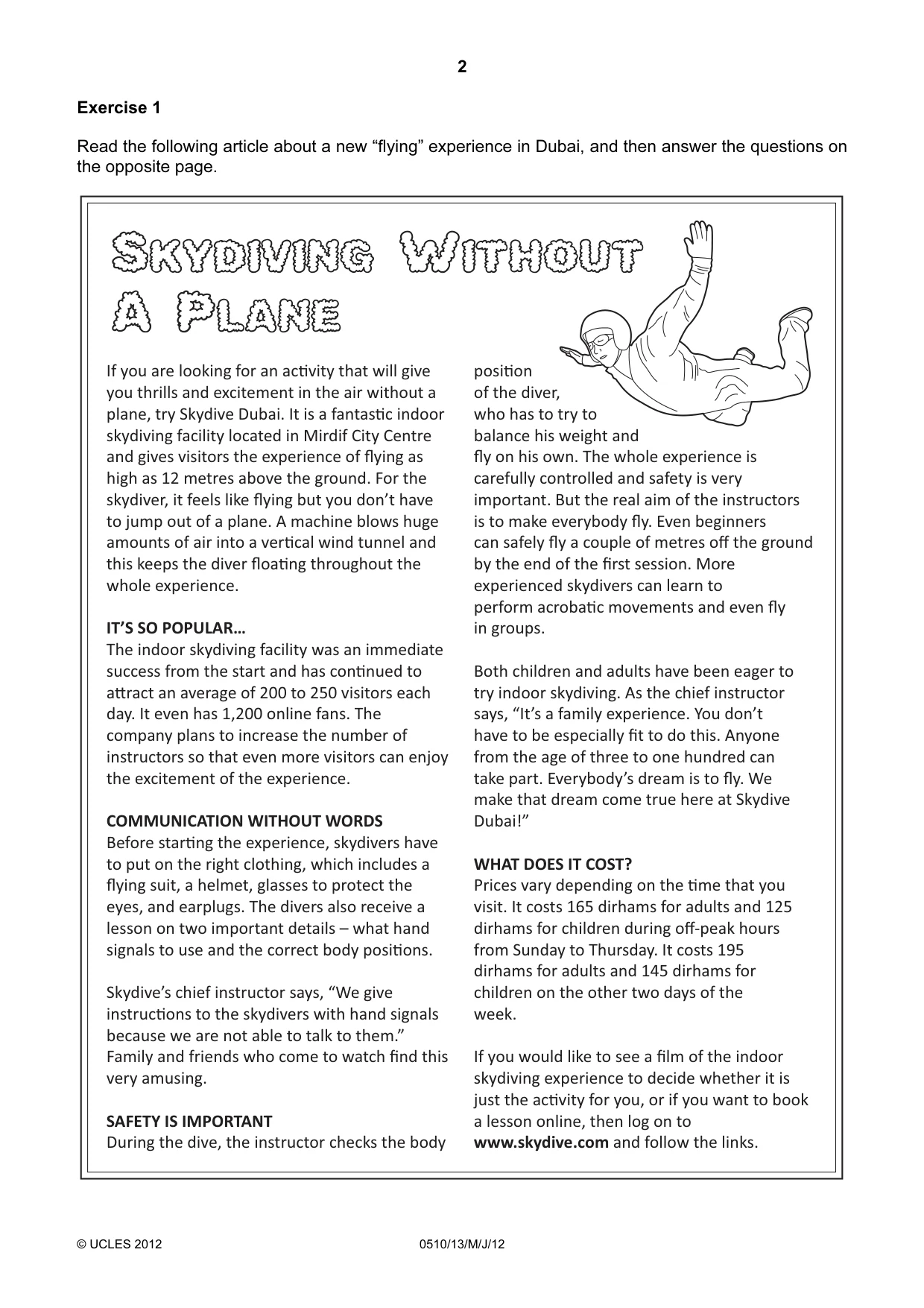 Cambridge IGCSE English - Second Language (oral endorsement) 0510 2012 May/June Paper 1 · Variant 3 question paper, page 2 of 16