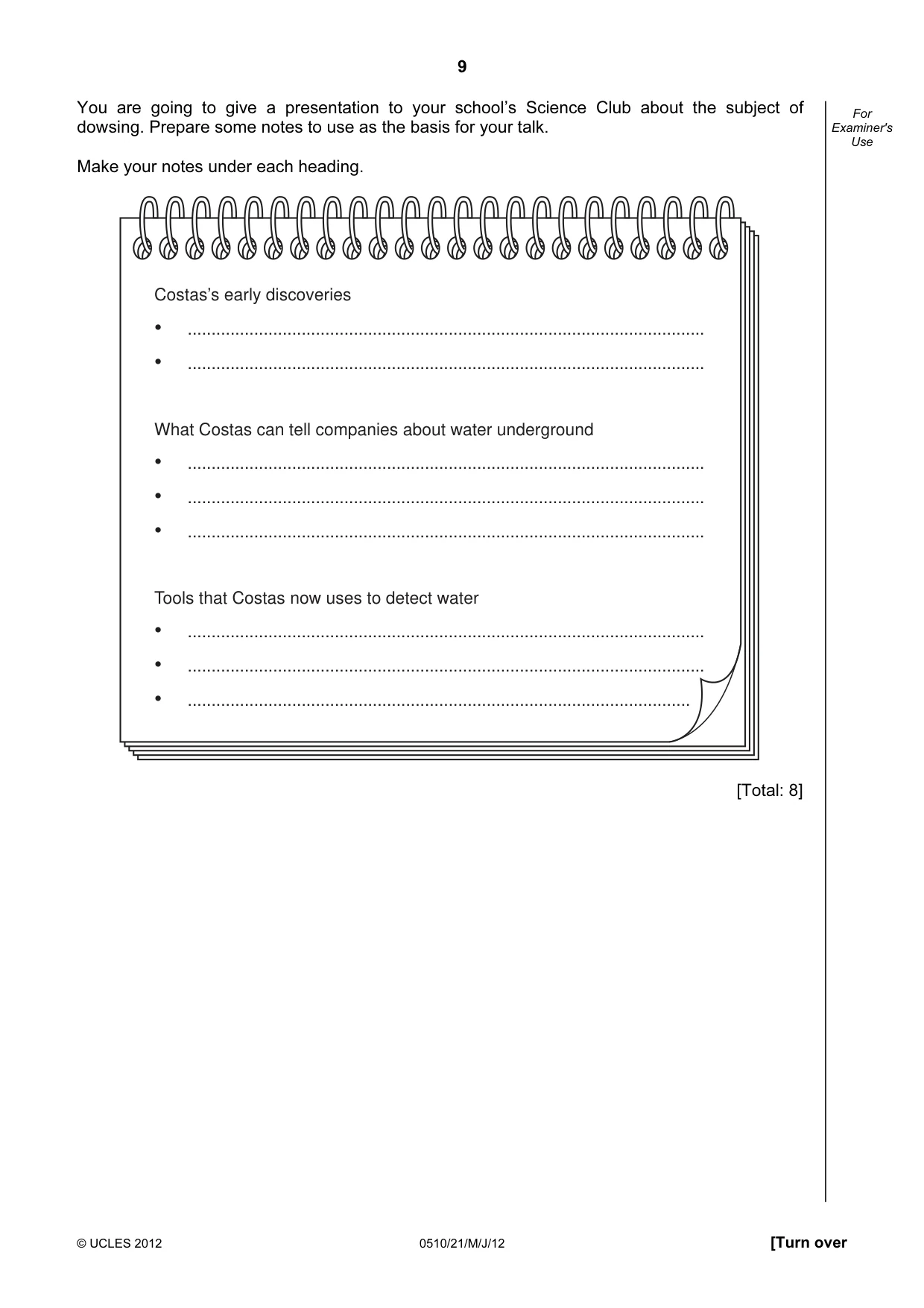 Cambridge IGCSE English - Second Language (oral endorsement) 0510 2012 May/June Paper 2 · Variant 1 question paper, page 9 of 16