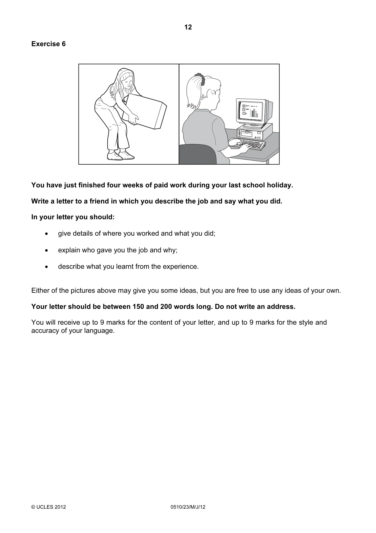 Cambridge IGCSE English - Second Language (oral endorsement) 0510 2012 May/June Paper 2 · Variant 3 question paper, page 12 of 16