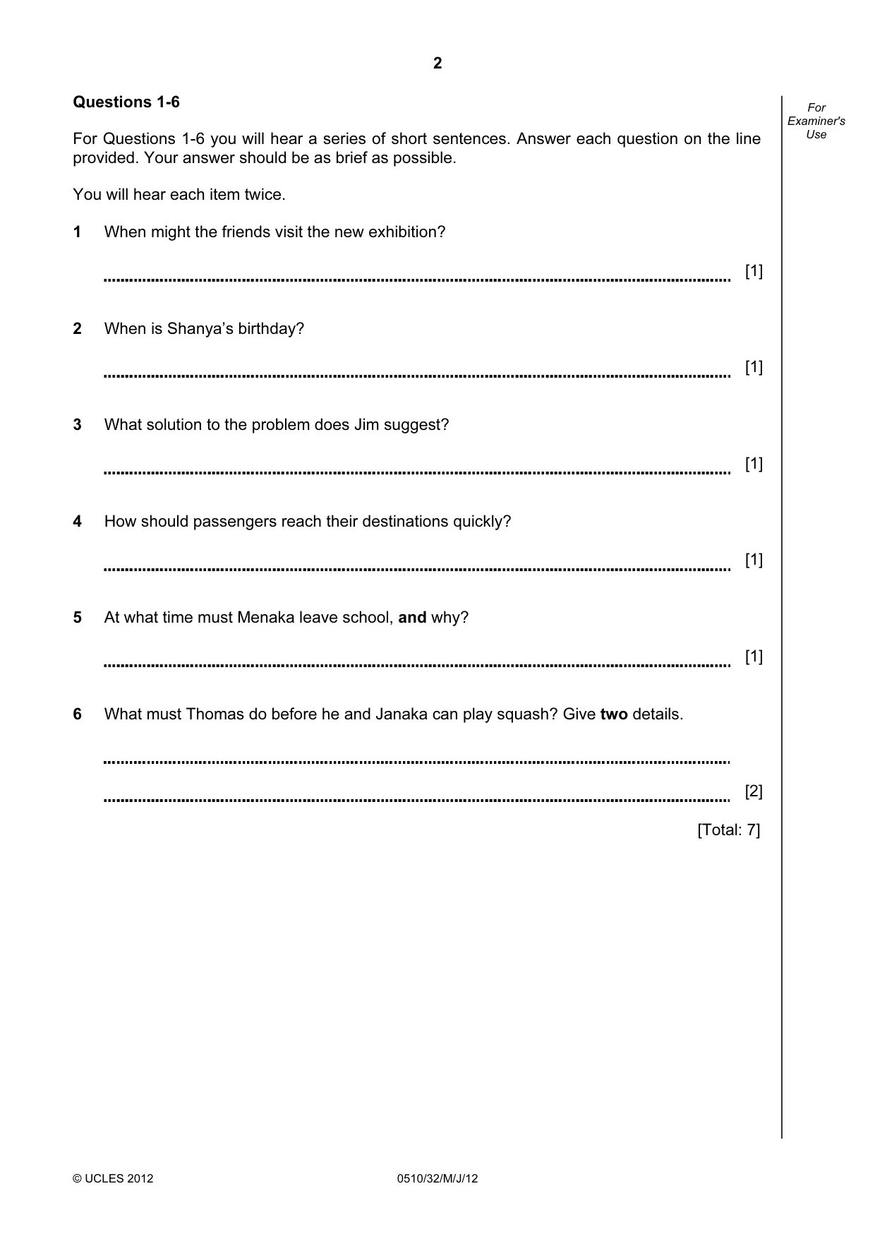 Cambridge IGCSE English - Second Language (oral endorsement) 0510 2012 May/June Paper 3 · Variant 2 question paper, page 2 of 8