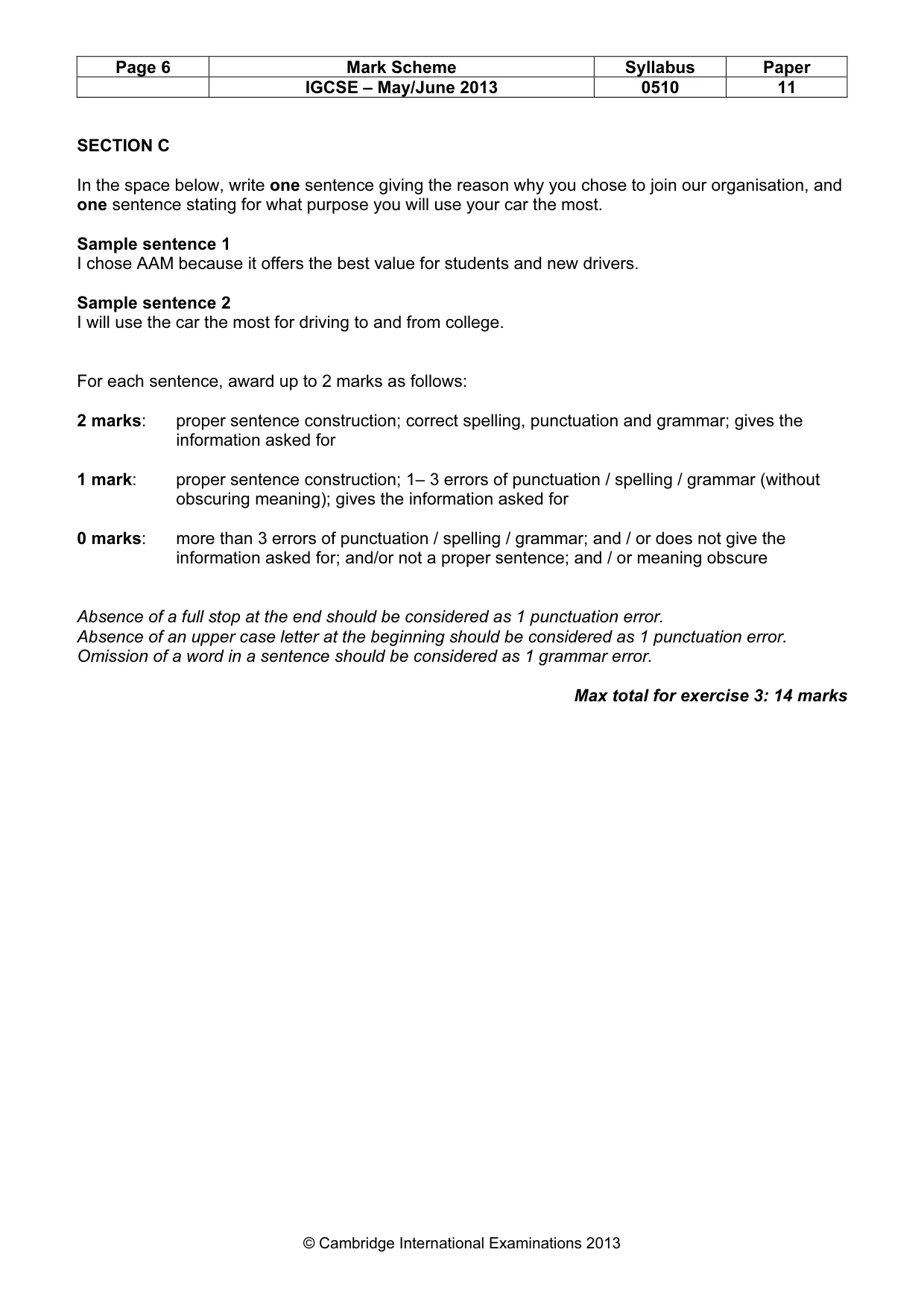 Mark scheme, page 6 of 11