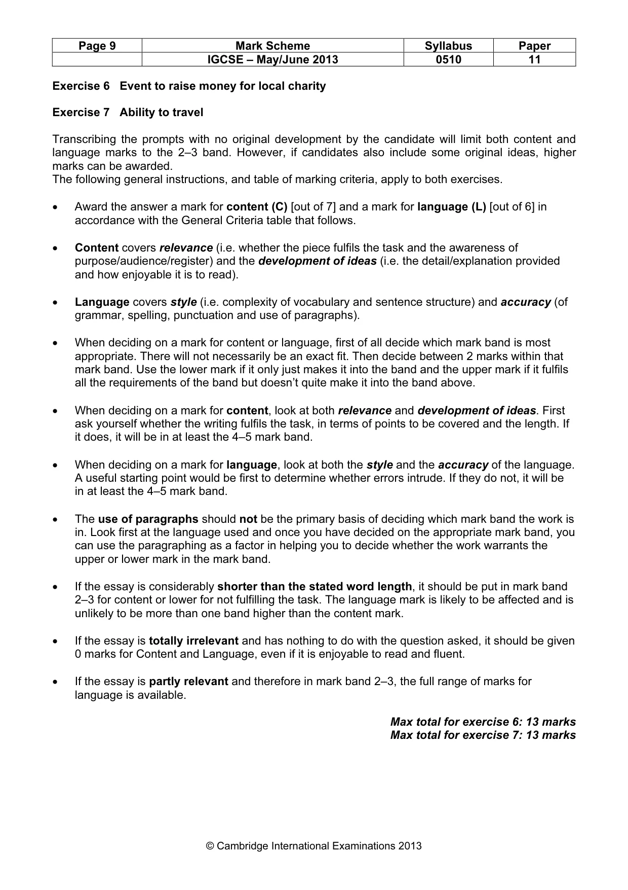 Mark scheme, page 9 of 11