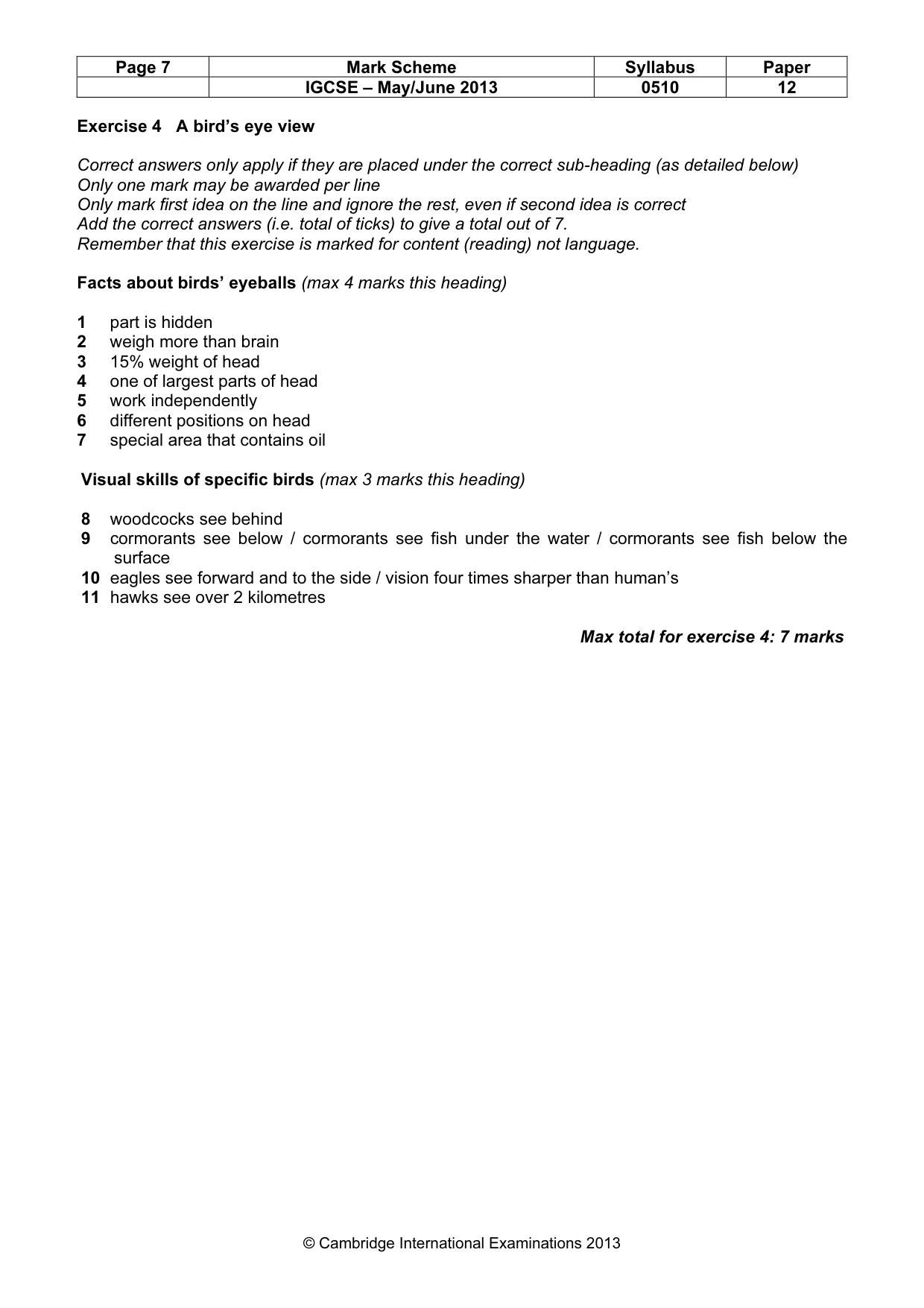 Mark scheme, page 7 of 11