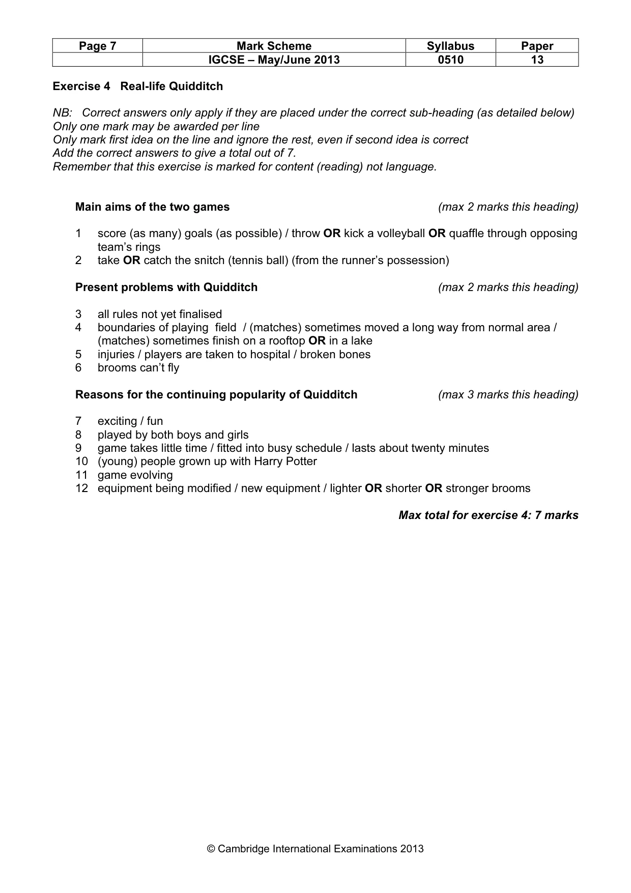Mark scheme, page 7 of 11