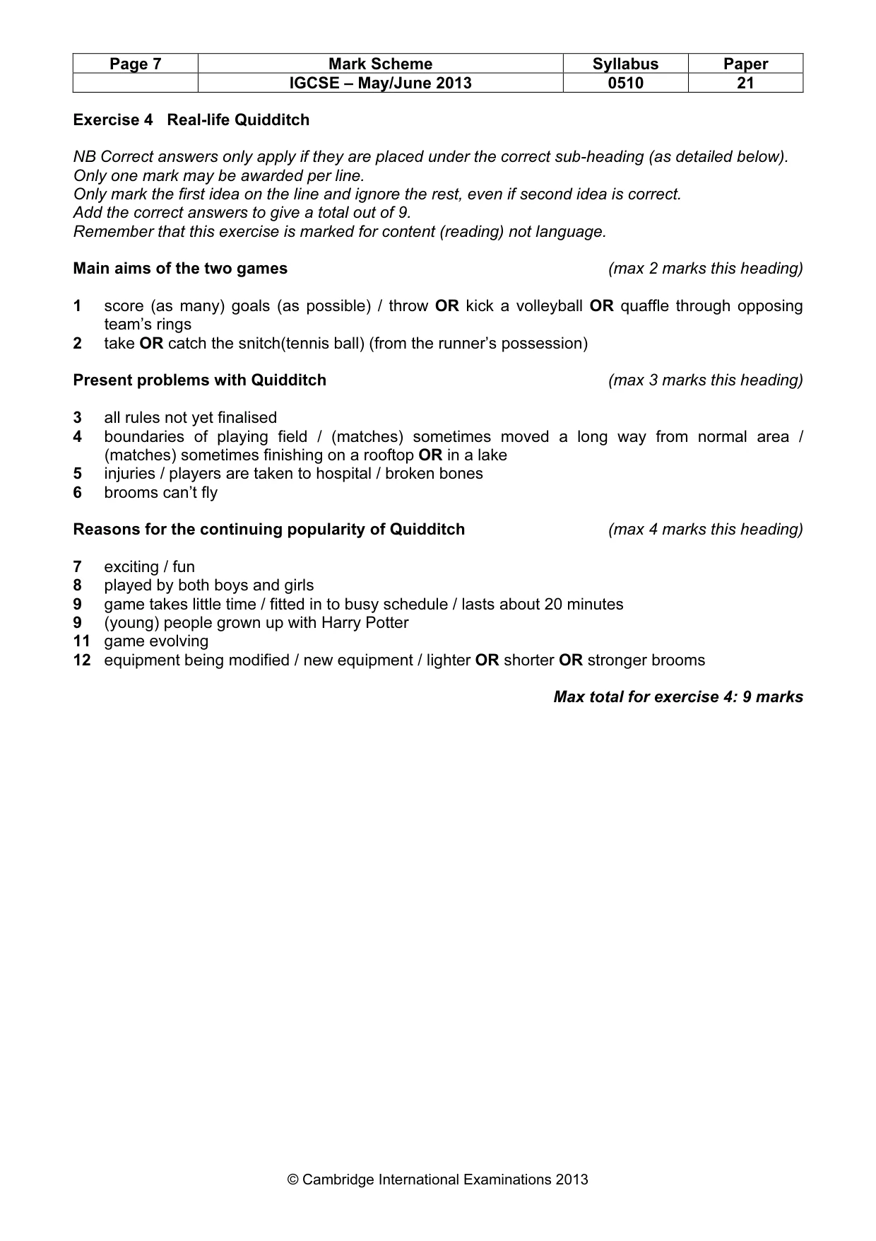 Mark scheme, page 7 of 12