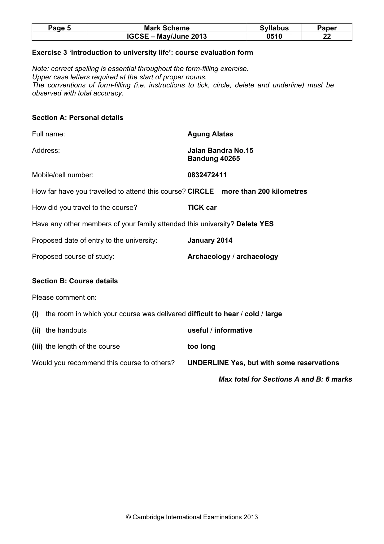 Mark scheme, page 5 of 12