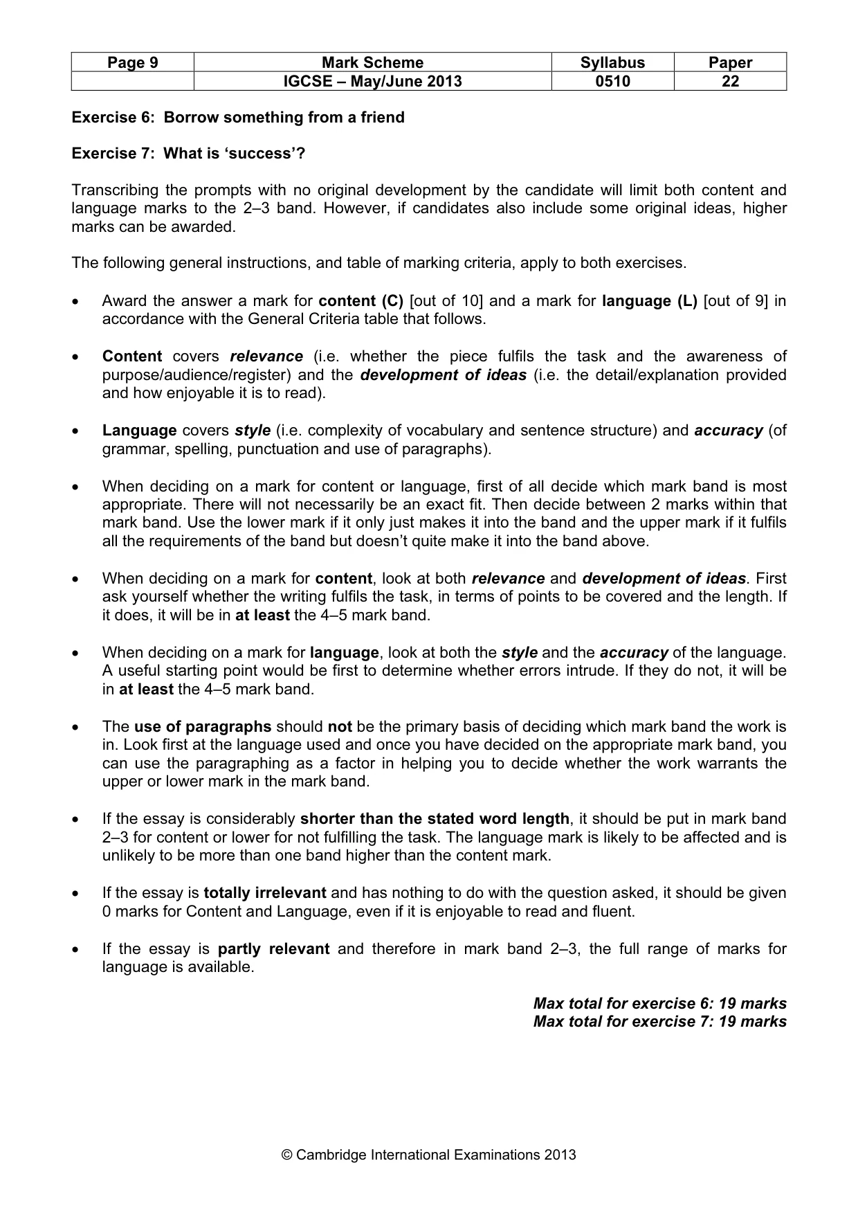 Mark scheme, page 9 of 12