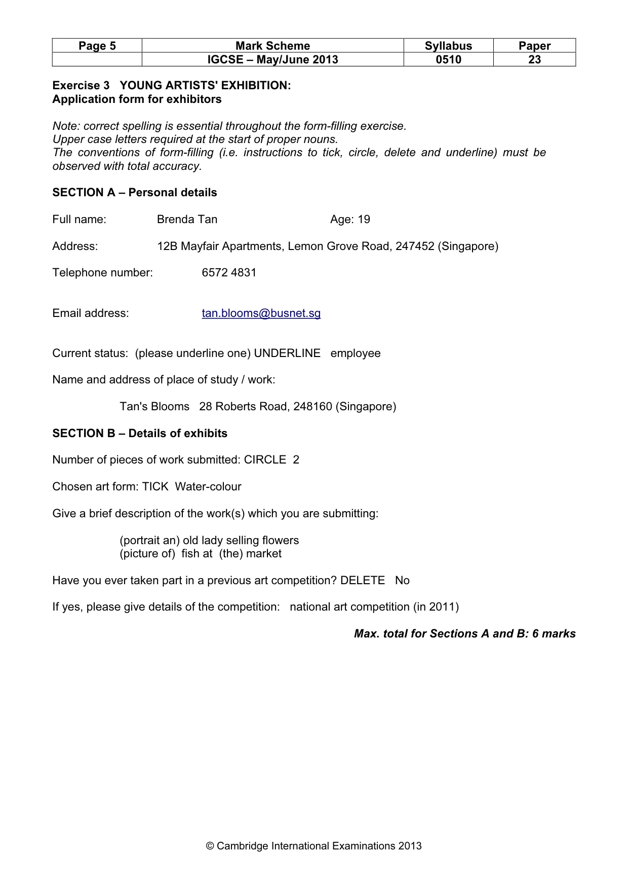 Mark scheme, page 5 of 12