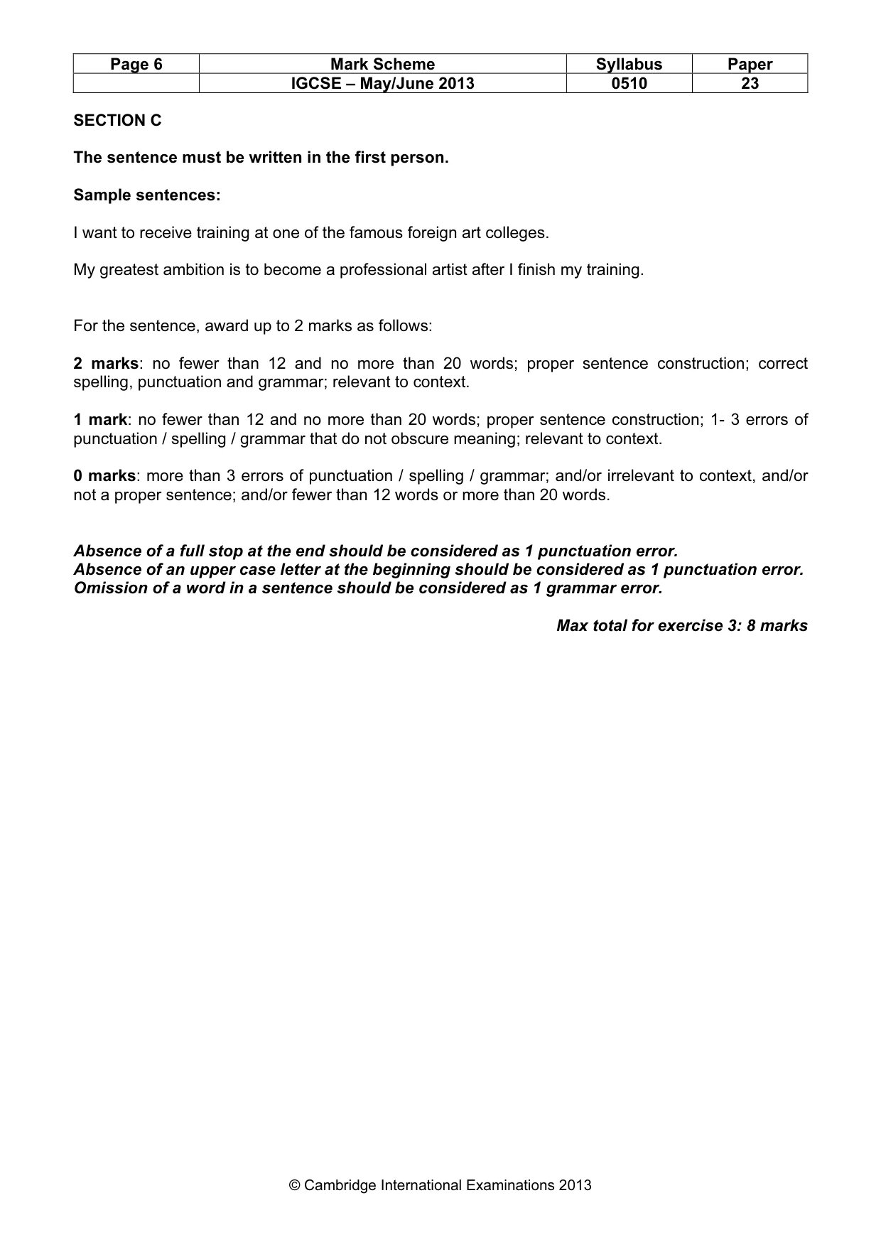 Mark scheme, page 6 of 12