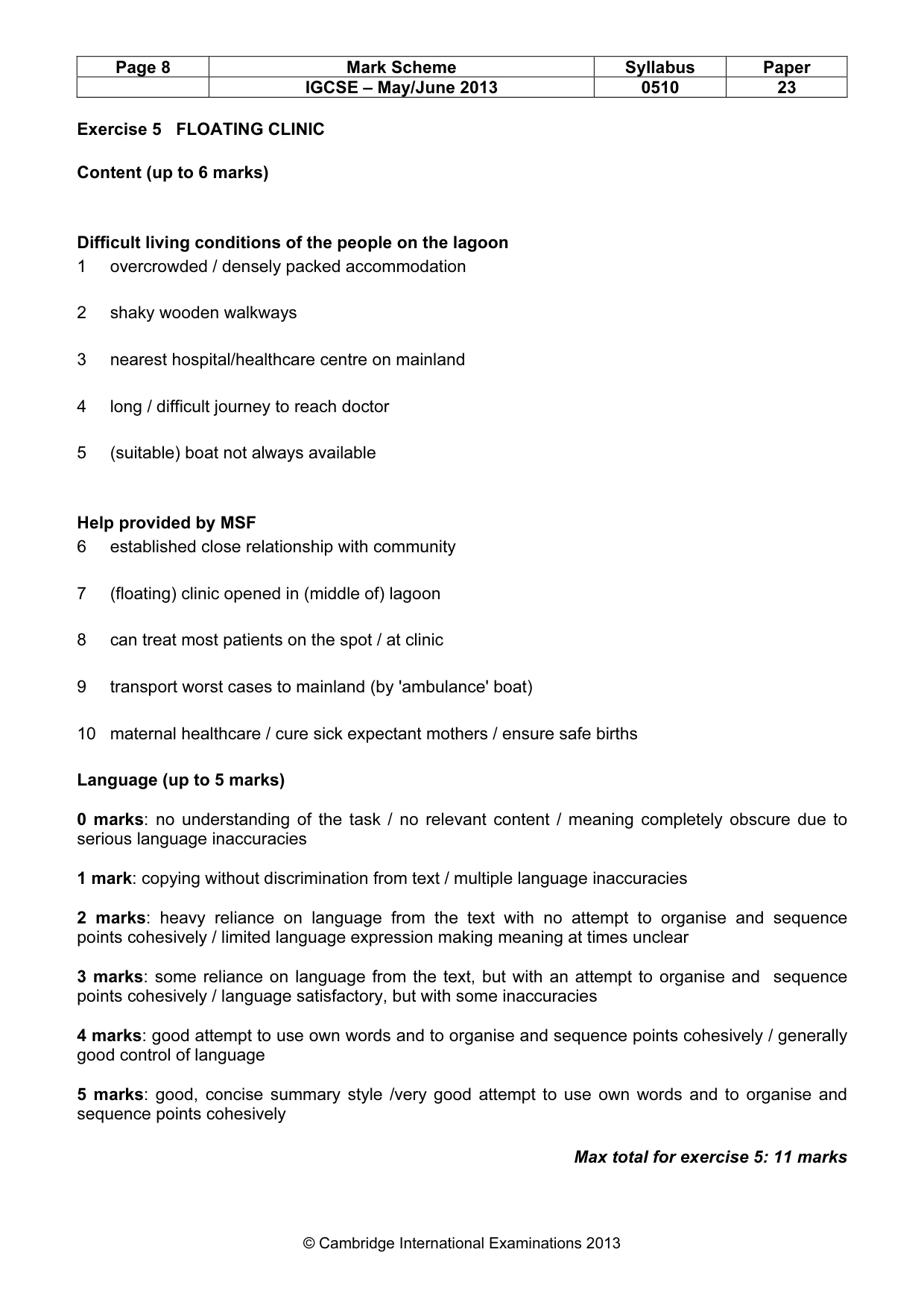 Mark scheme, page 8 of 12
