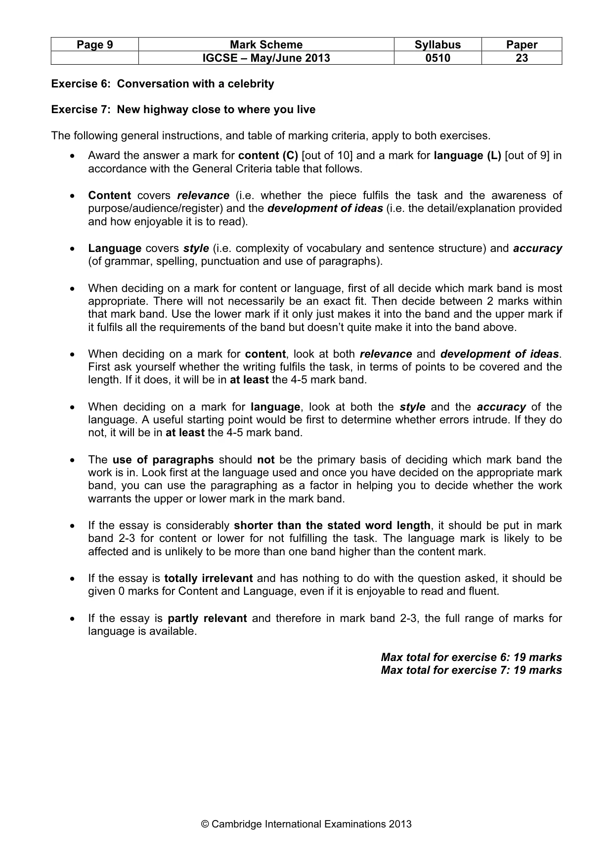 Mark scheme, page 9 of 12