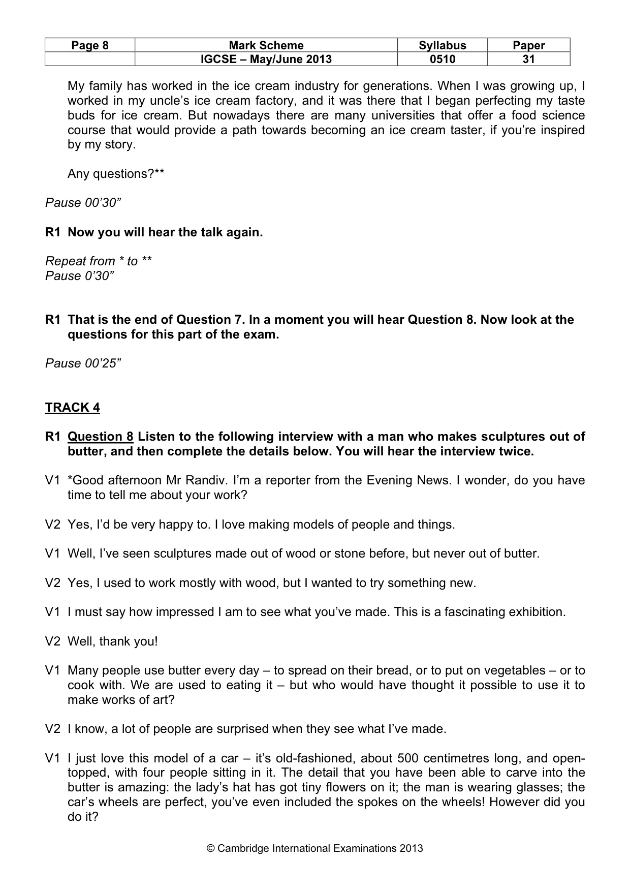 Mark scheme, page 8 of 13
