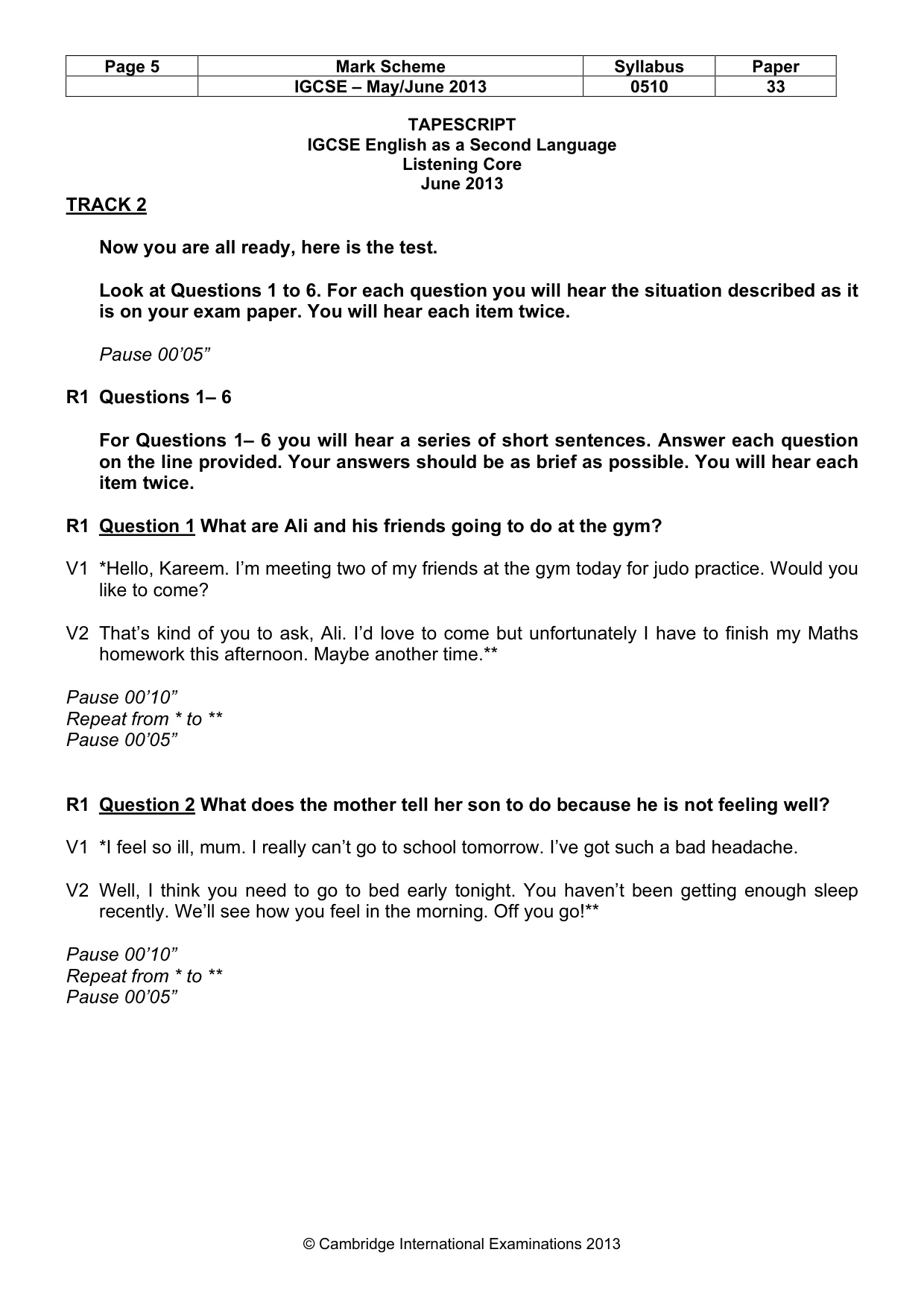 Mark scheme, page 5 of 13