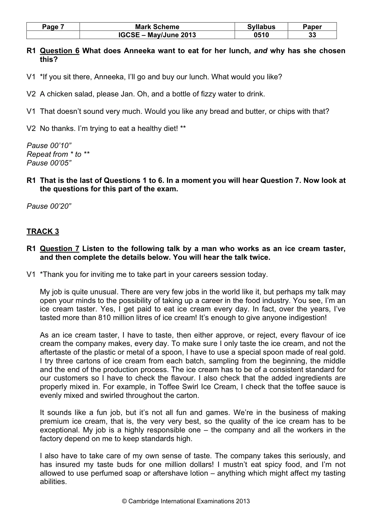 Mark scheme, page 7 of 13