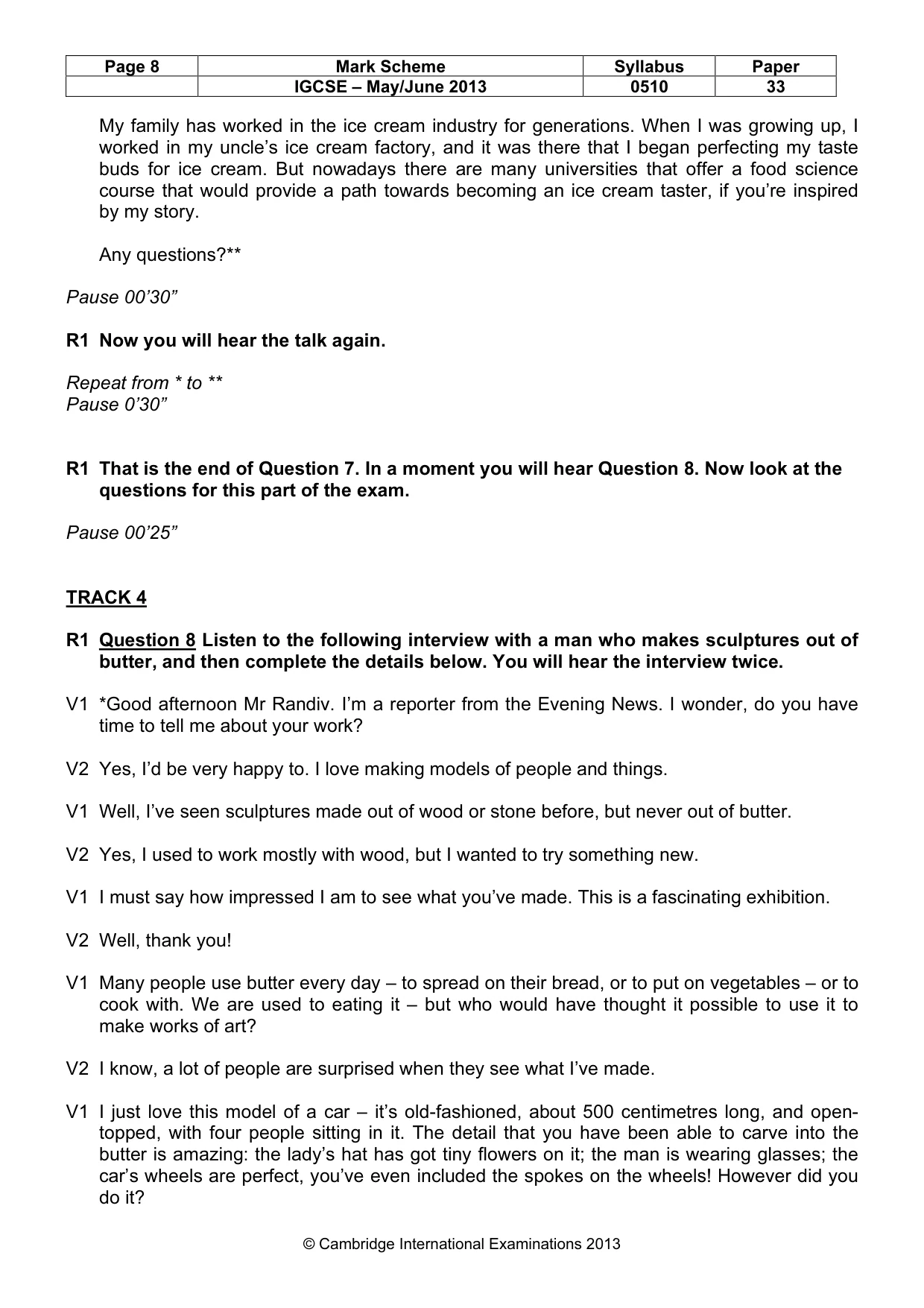 Mark scheme, page 8 of 13