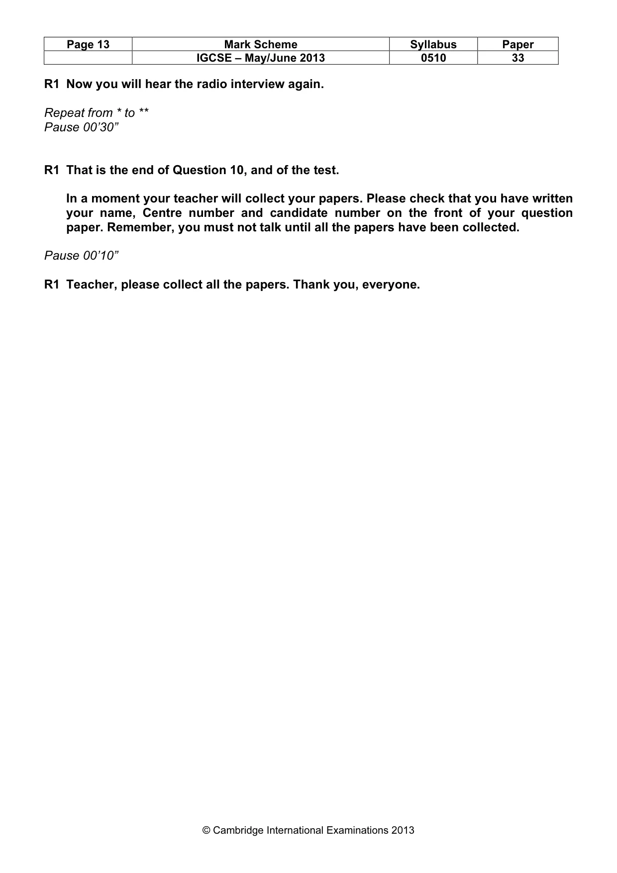 Mark scheme, page 13 of 13