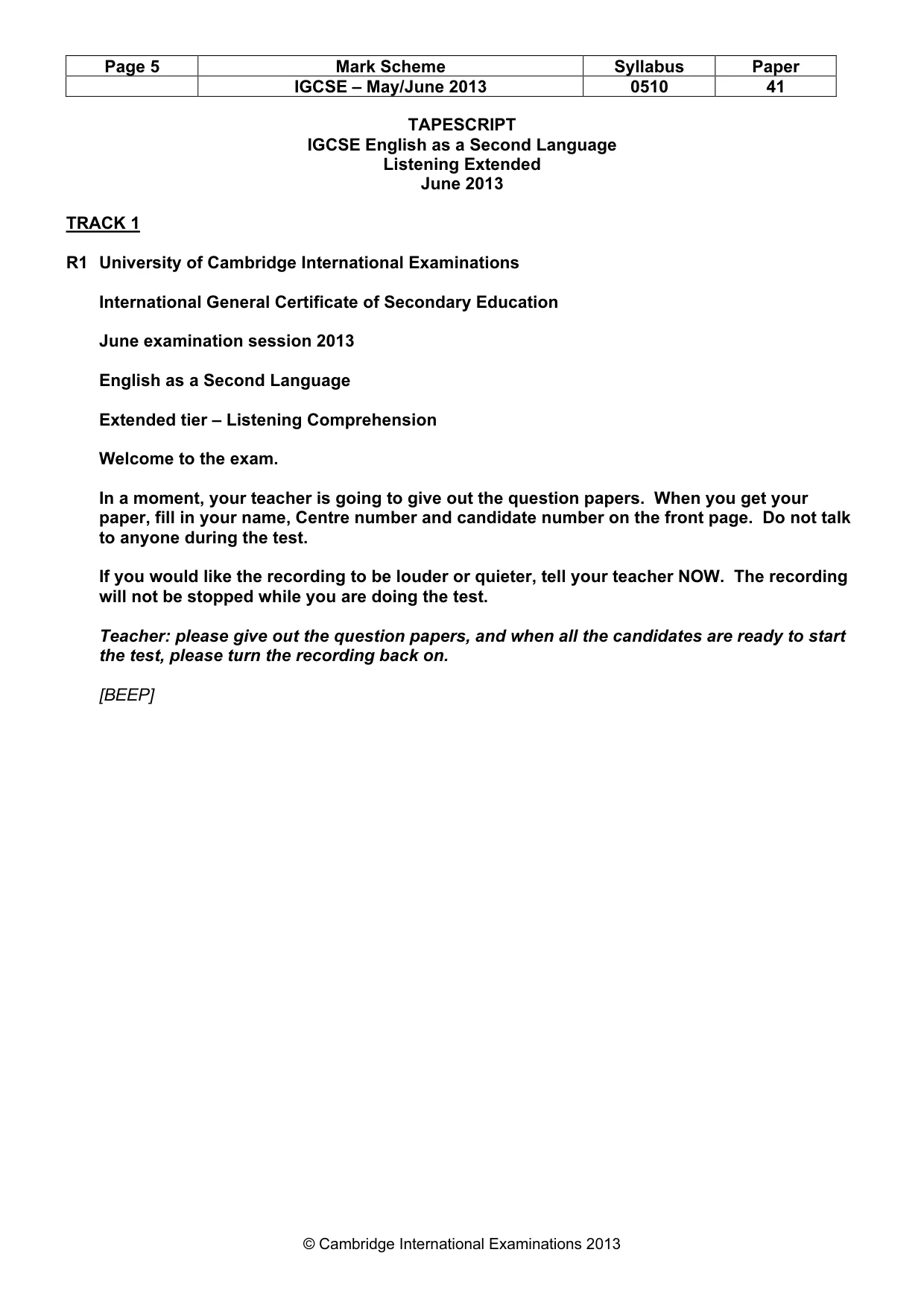 Mark scheme, page 5 of 13