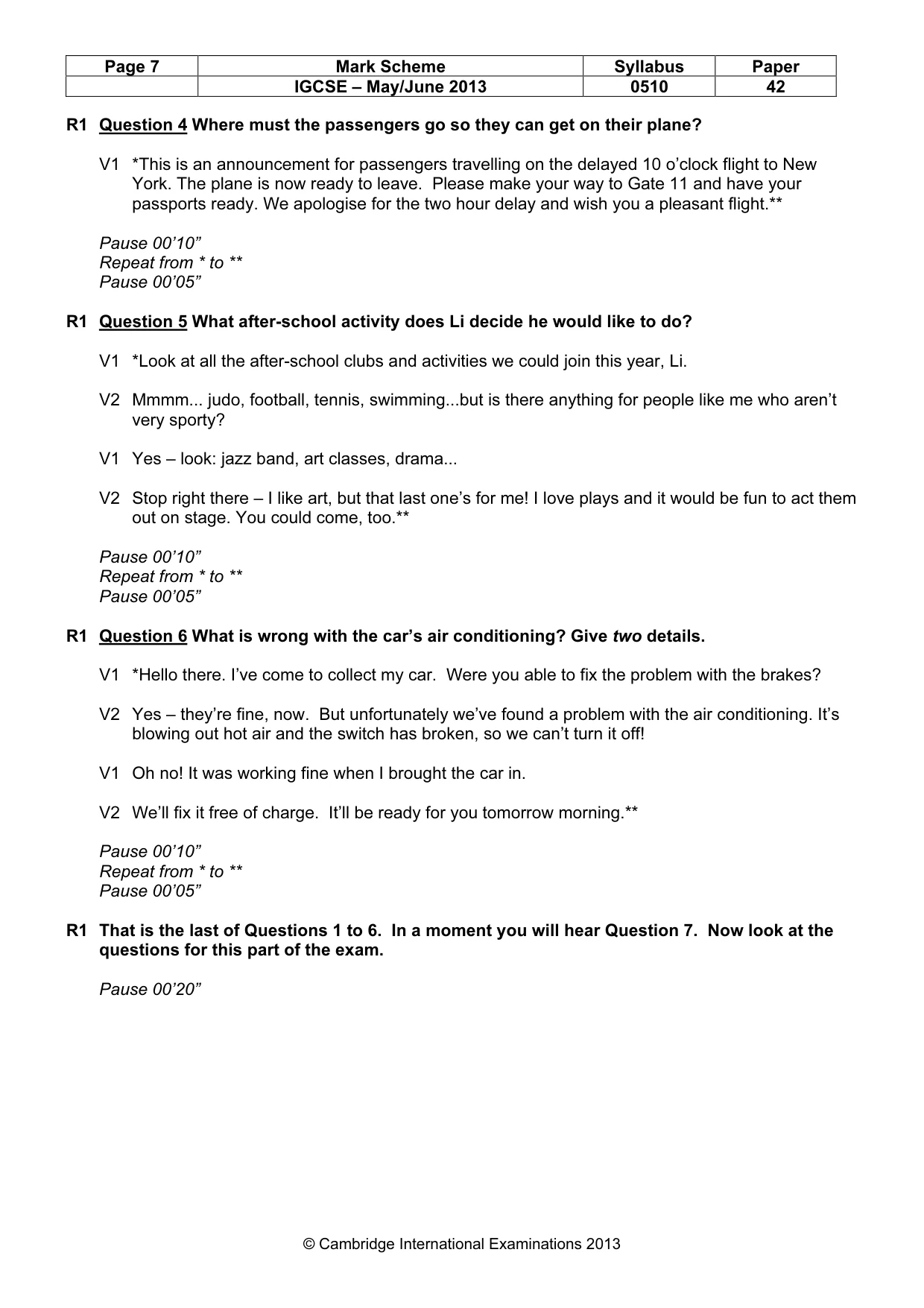 Mark scheme, page 7 of 13