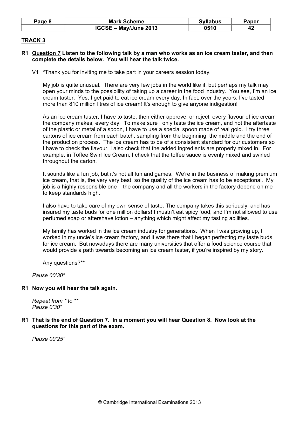 Mark scheme, page 8 of 13