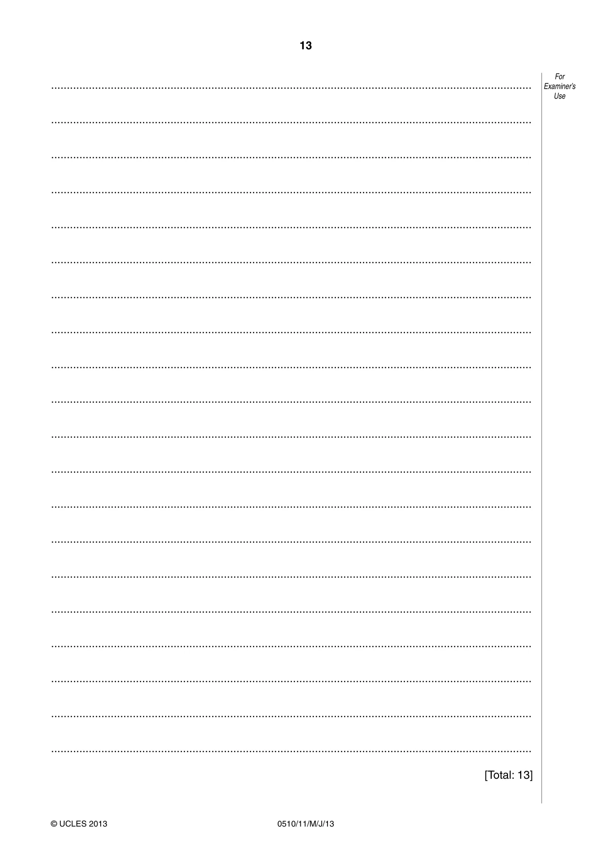 Cambridge IGCSE English - Second Language (oral endorsement) 0510 2013 May/June Paper 1 · Variant 1 question paper, page 13 of 16