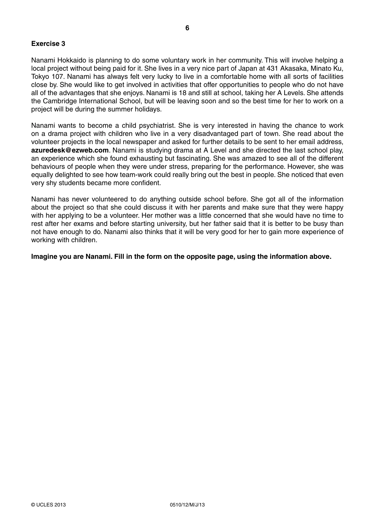Cambridge IGCSE English - Second Language (oral endorsement) 0510 2013 May/June Paper 1 · Variant 2 question paper, page 6 of 16