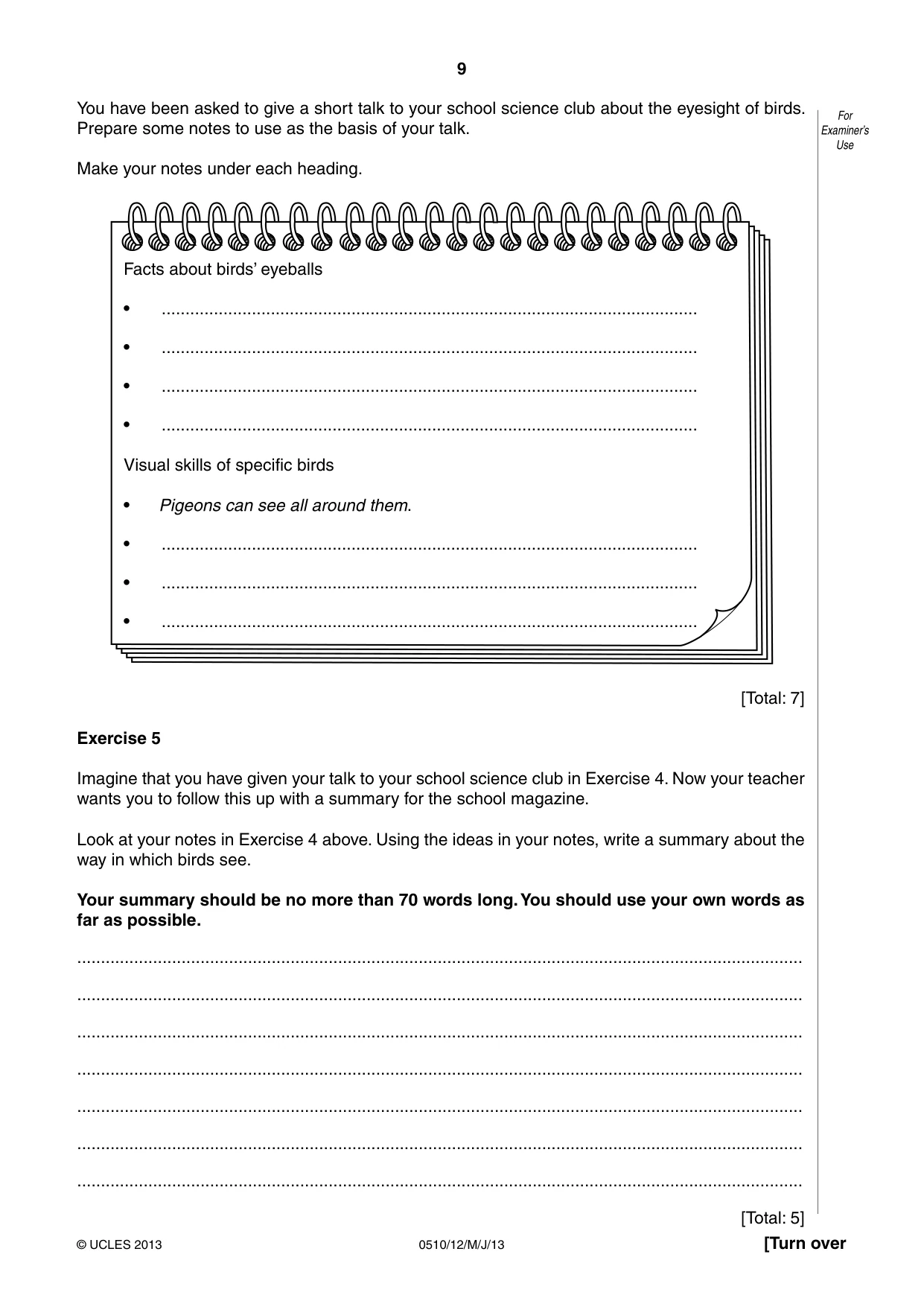 Cambridge IGCSE English - Second Language (oral endorsement) 0510 2013 May/June Paper 1 · Variant 2 question paper, page 9 of 16